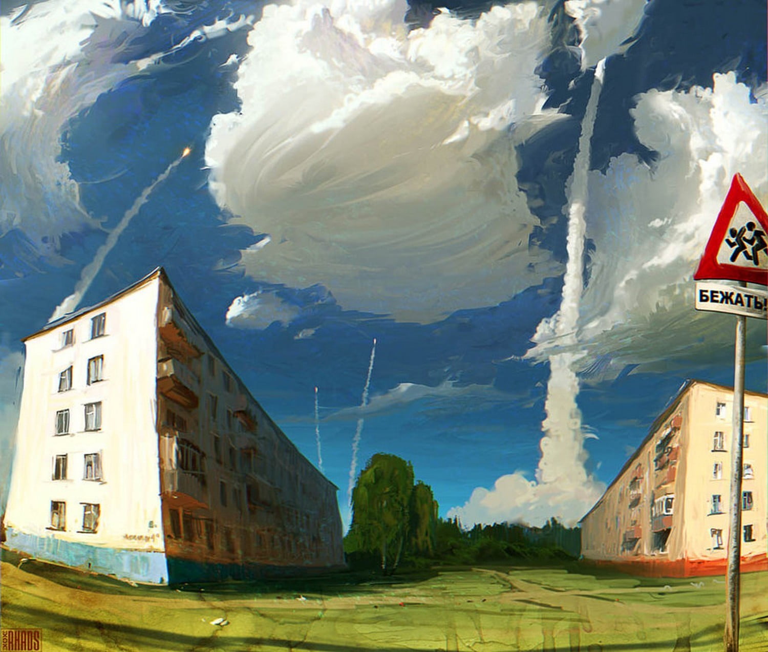 white, transportation, architecture, clouds, concrete, nature, city, sky, landscape, sign, Russian, building, artwork, built structure, cloud - sky, black, HD Wallpaper