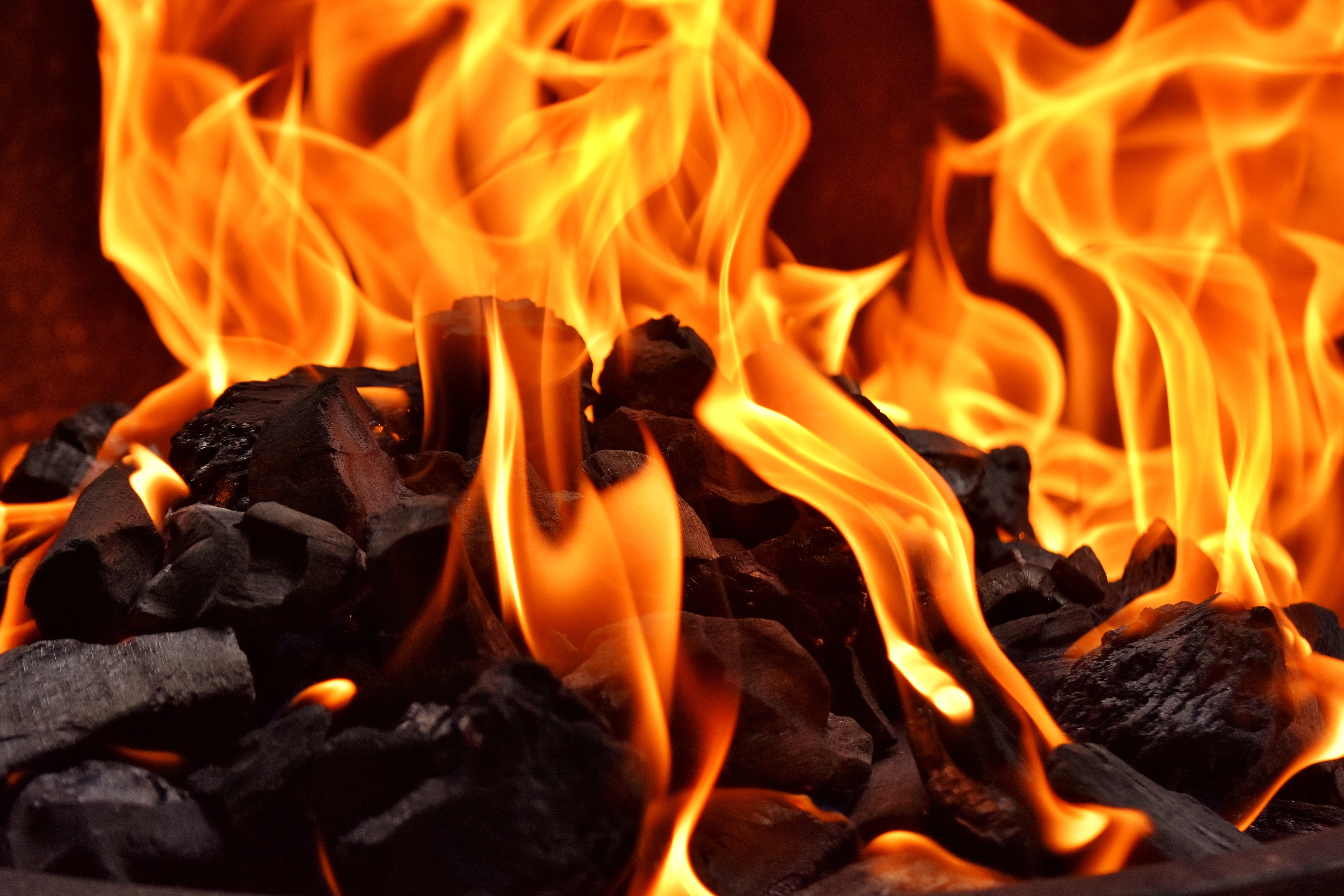 5K, macro, motion, wood - Material, wood, yellow, campfire, nature, fire, full frame, igniting, firewood, red, blurred motion, log, no People, flame, black Color, HD Wallpaper