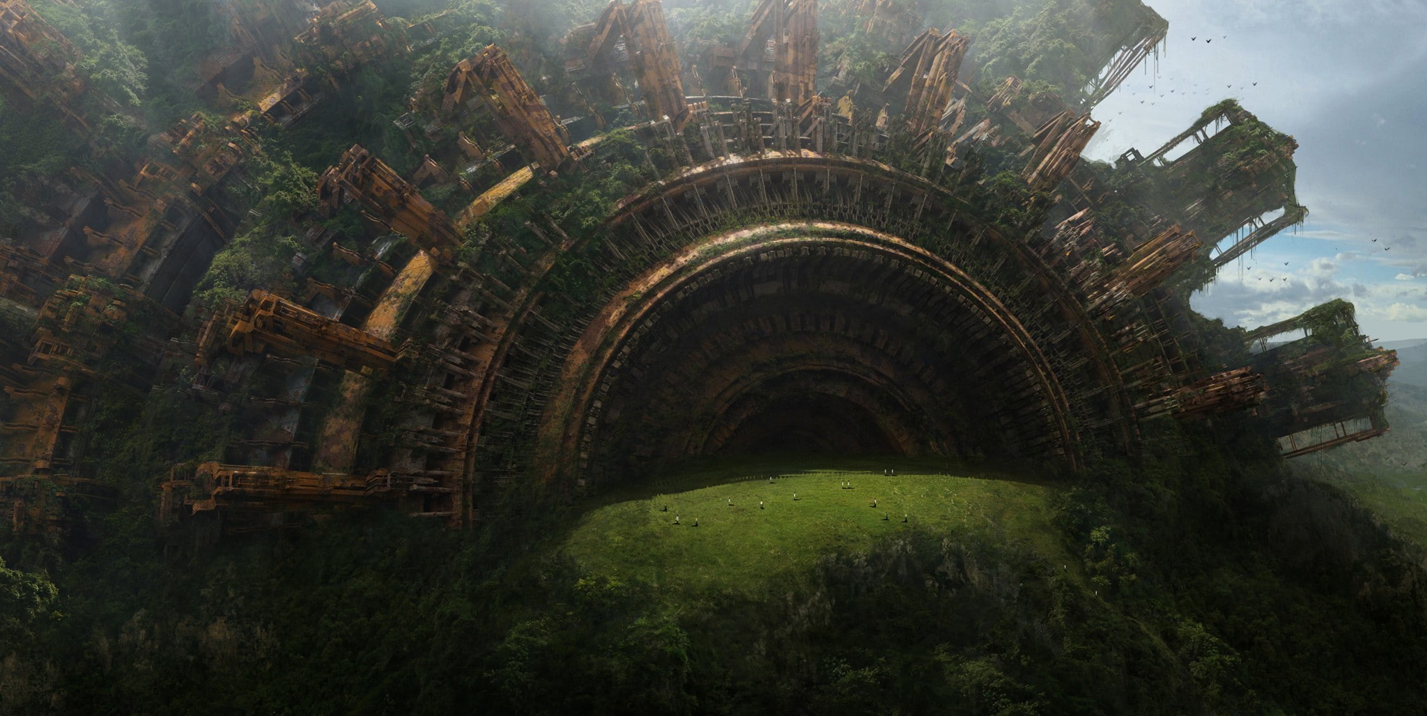 apocalyptic, built structure, deterioration, nature, day, architecture, land, obsolete, ruin, green color, tree, building exterior, plant, transportation, HD Wallpaper