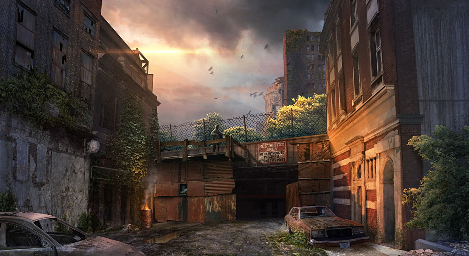 digital art, ruin, sky, 1080P, artwork, futuristic, apocalyptic, HD Wallpaper