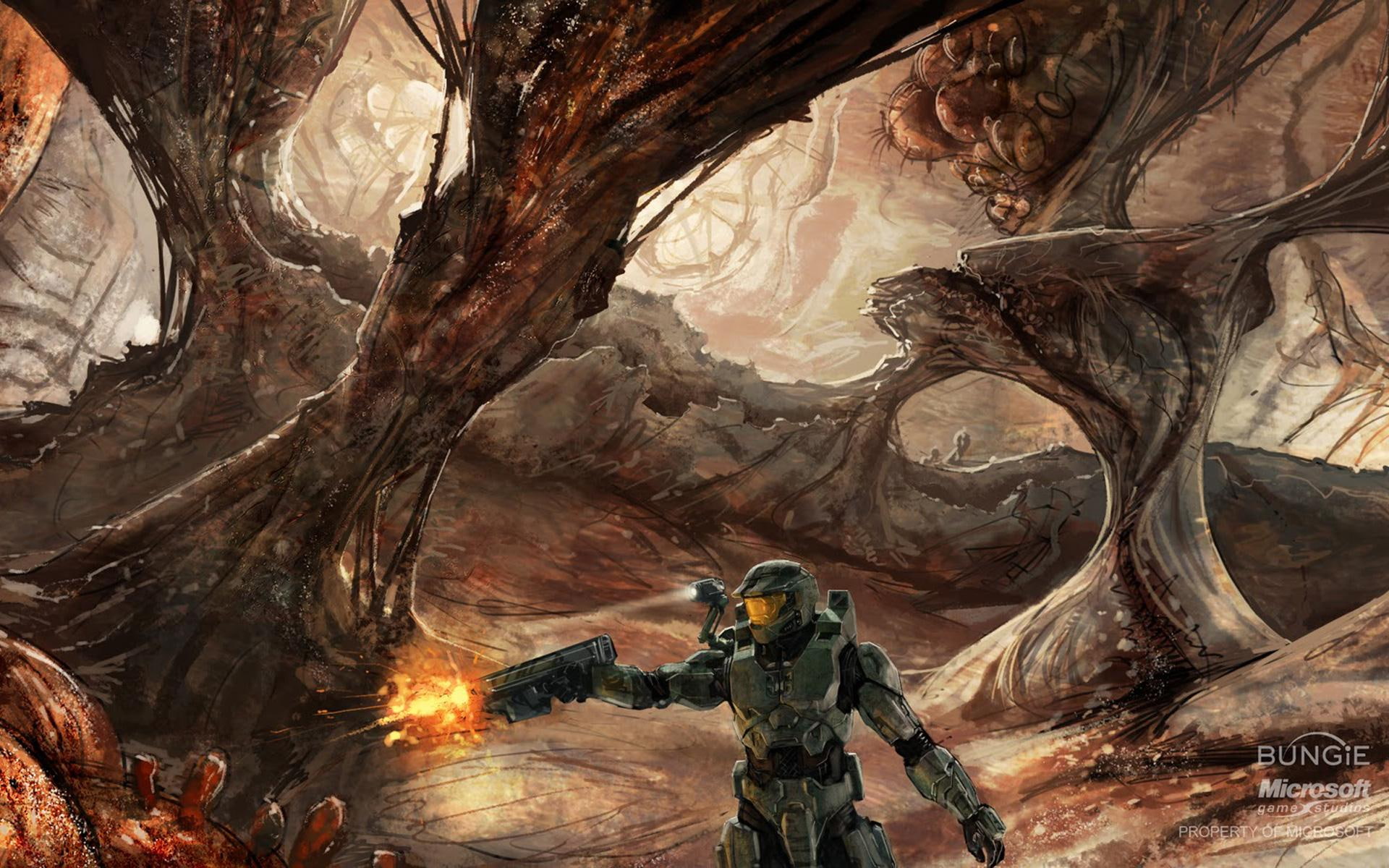 1080P, guns, the flood, other, video games, games, flood, halo, HD Wallpaper