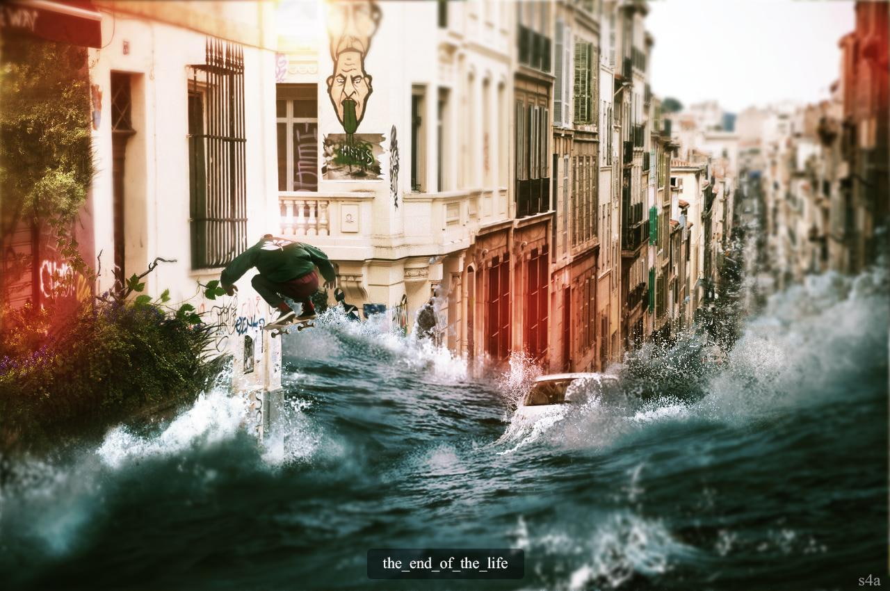 house, tsunami, flood, 720P, flooding, car, person, skateboard, city, HD Wallpaper