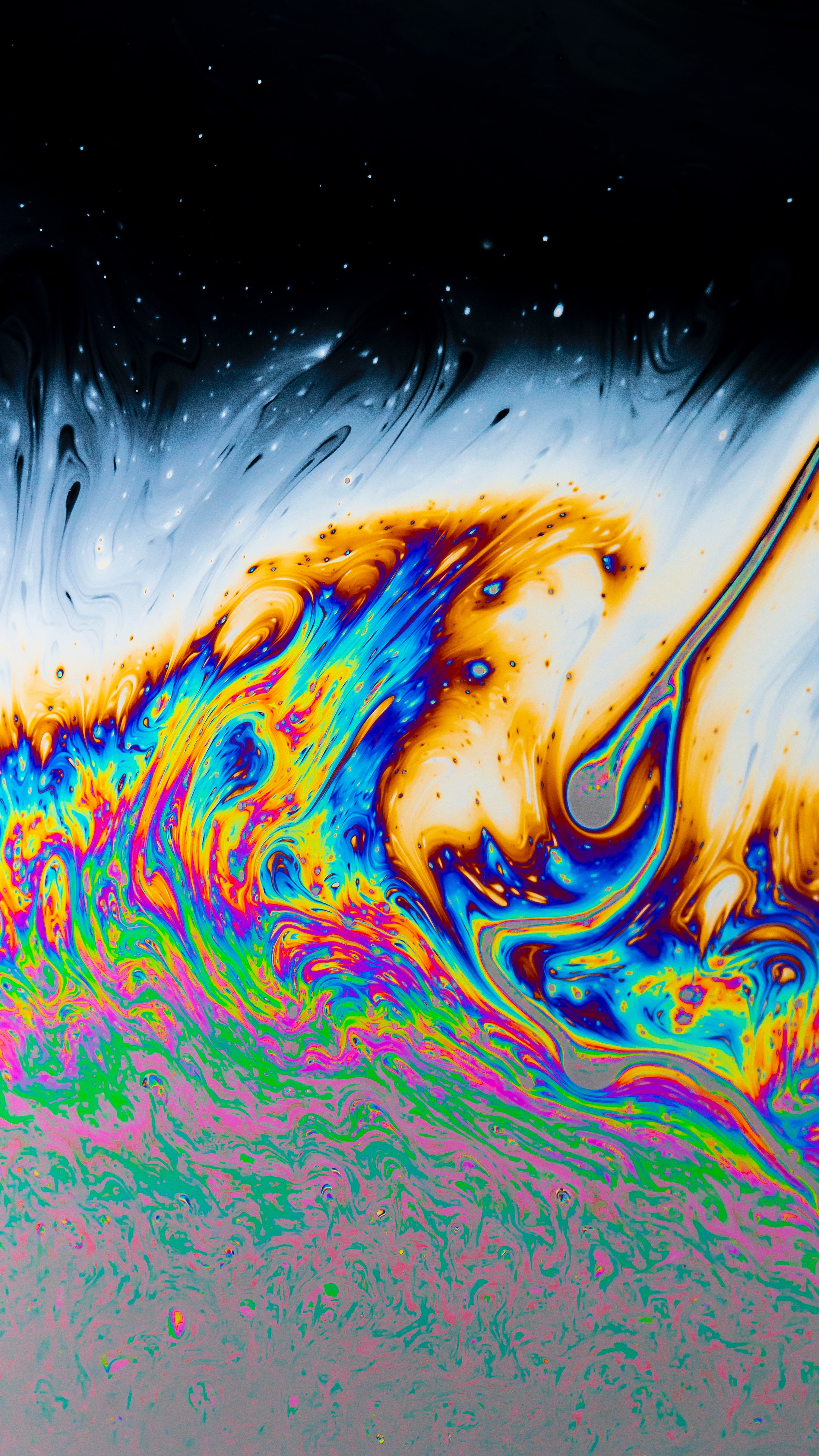 fluid, spots, colorful, stains, lines, 4K, Phone HD Wallpaper
