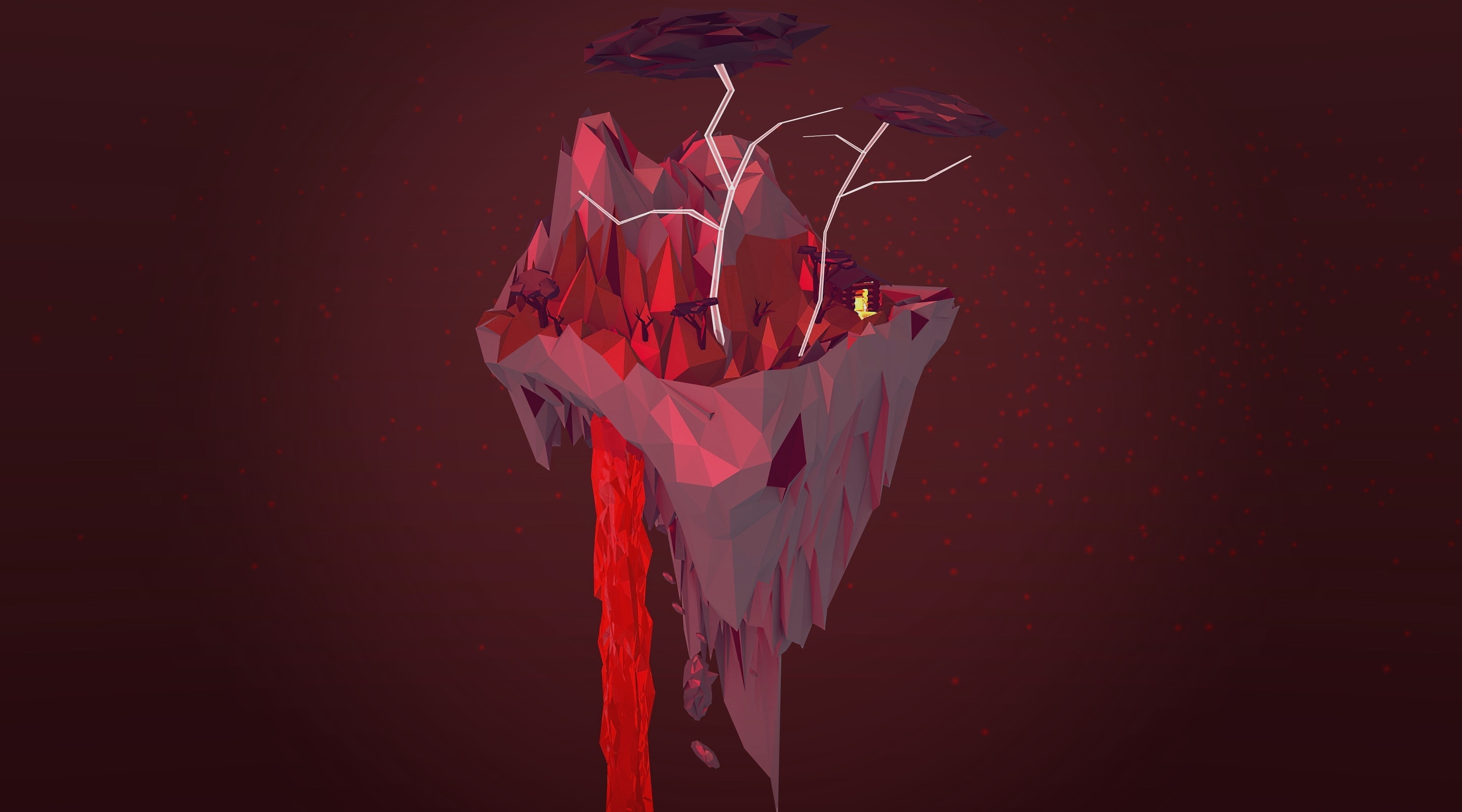 poly, low, colorful, low poly, Artistic, abstract, lava, 3D, island, 4K, blender, HD Wallpaper
