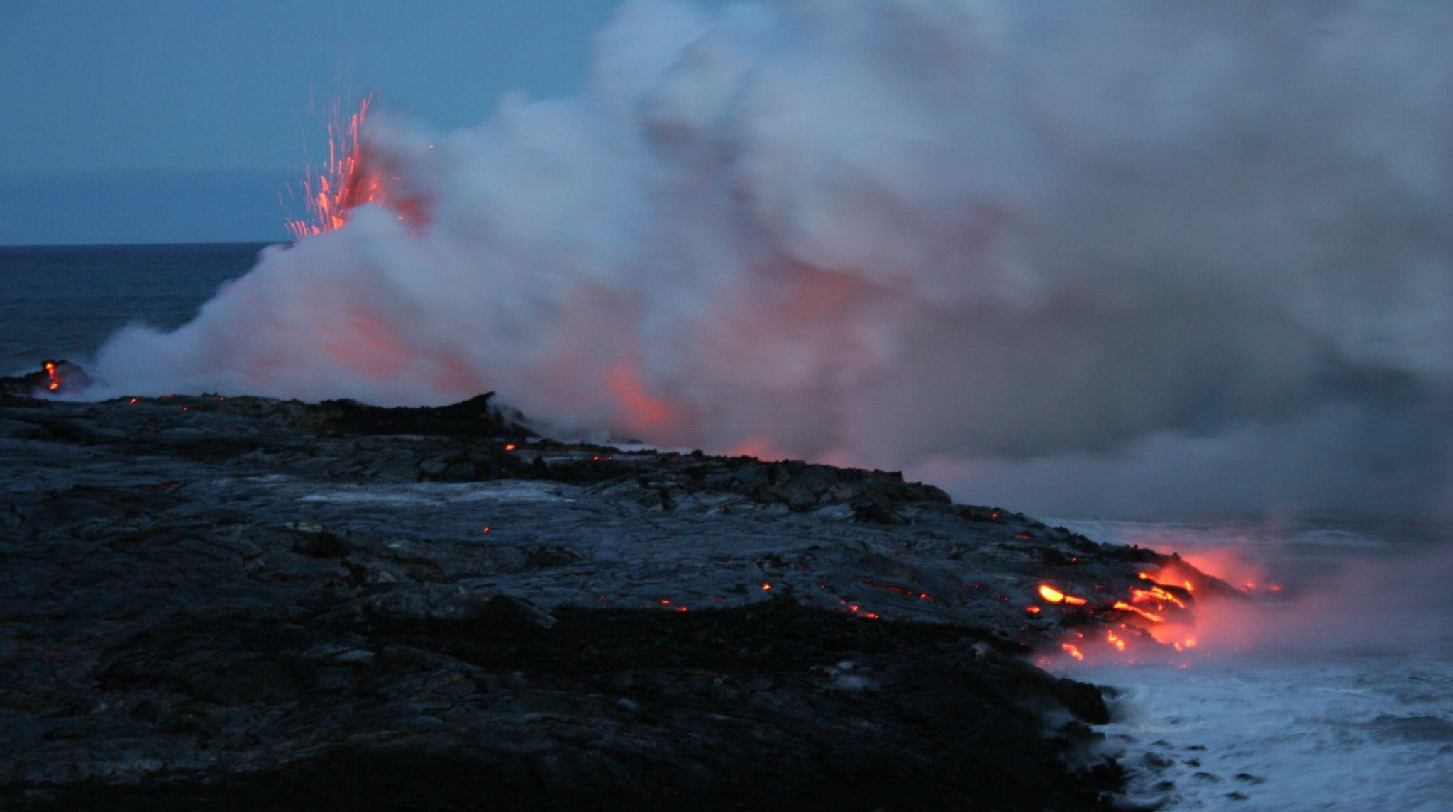 lava, steam, entering, 1080P, lava stone, heat, sea, 3d and abstract, HD Wallpaper