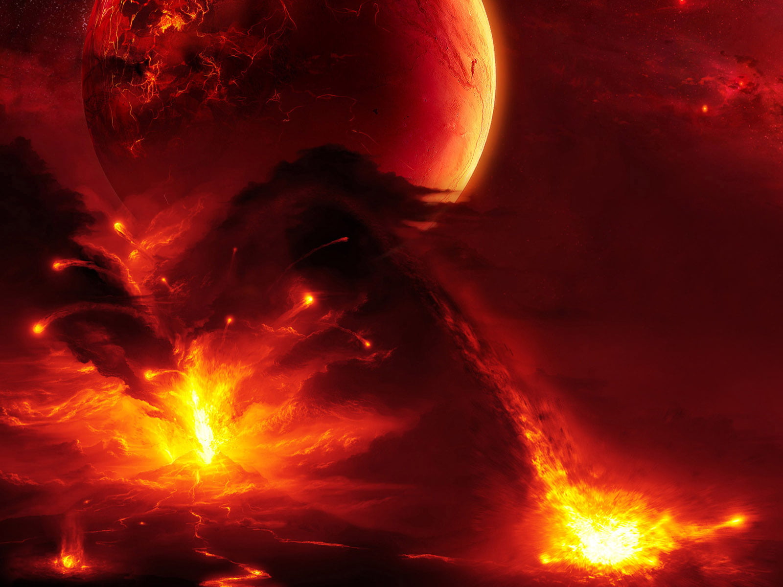 element, erupting, flame, lava, nature, backgrounds, geology, fire, bright, light - Natural Phenomenon, sky, astronomy, mountain, chaos, power, HD Wallpaper