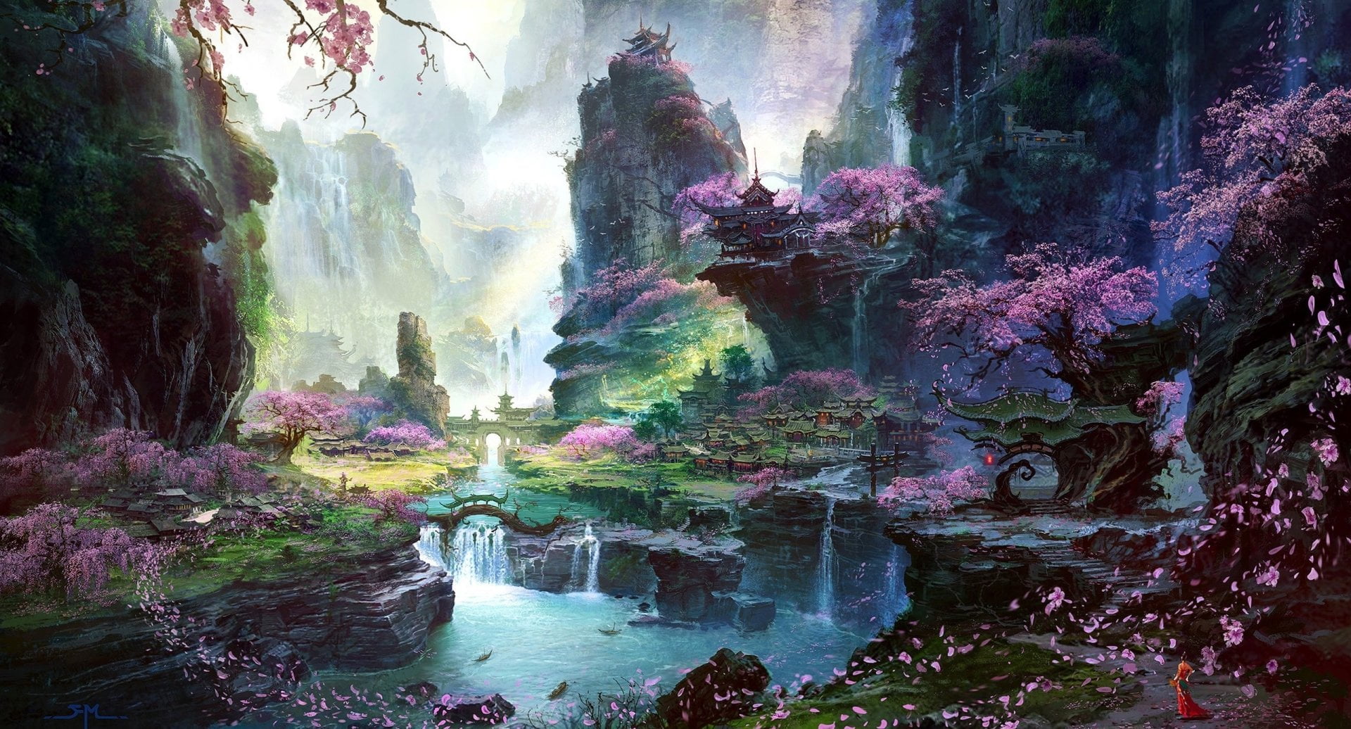 Landscape, land, long exposure, day, Cherry Blossom, Fantasy, forest, rock - object, tree, solid, no people, Rock, plant, beauty in nature, travel destinations, HD Wallpaper
