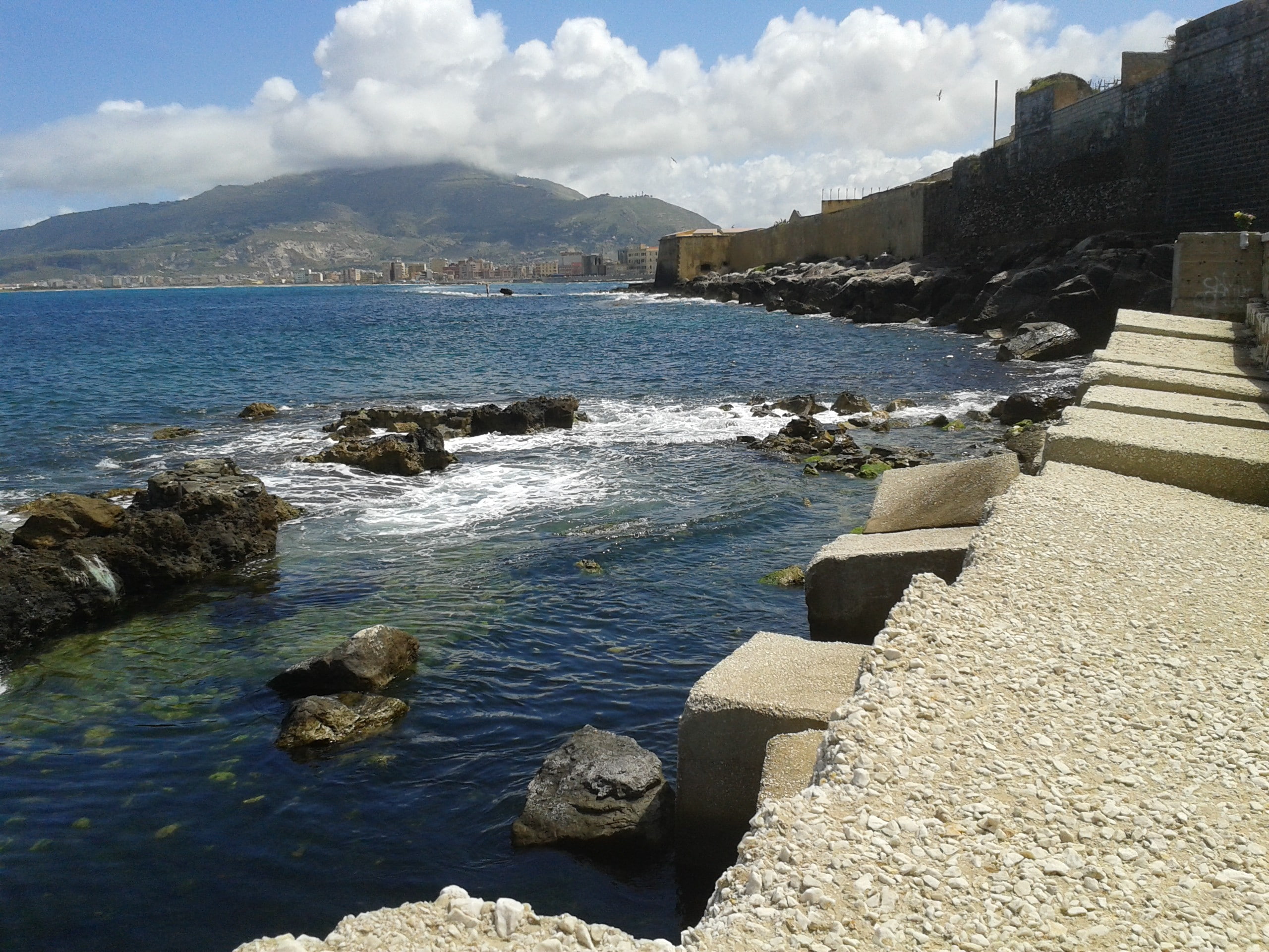 water, 2K, mountain, sky, Trapani, Italy, sea, cloud - sky, sunlight, land, beauty in nature, scenics - nature, rock, Sicily, nature, architecture, no people, HD Wallpaper