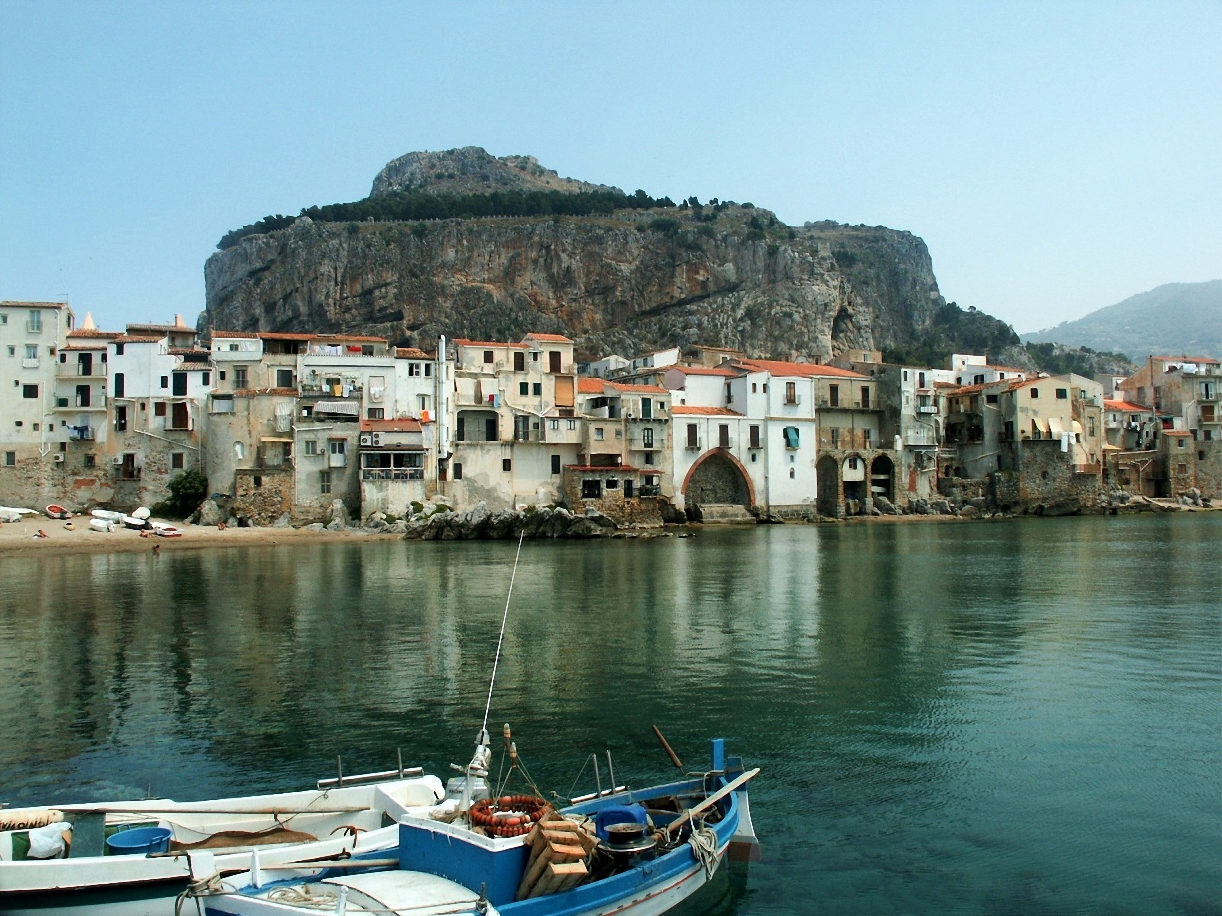 italy, port, sky, sea, sailboat, townscape, water, no people, nautical vessel, built structure, mountain, building, sicily, nature, town, waterfront, transportation, HD Wallpaper