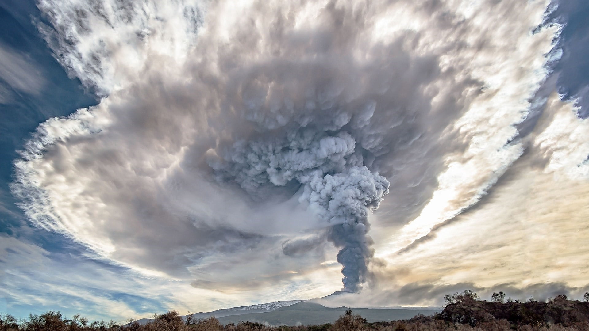 Volcanoes, Smoke, Volcano, Cloud, Sky, 1080P, Earth, Mount Etna, HD Wallpaper