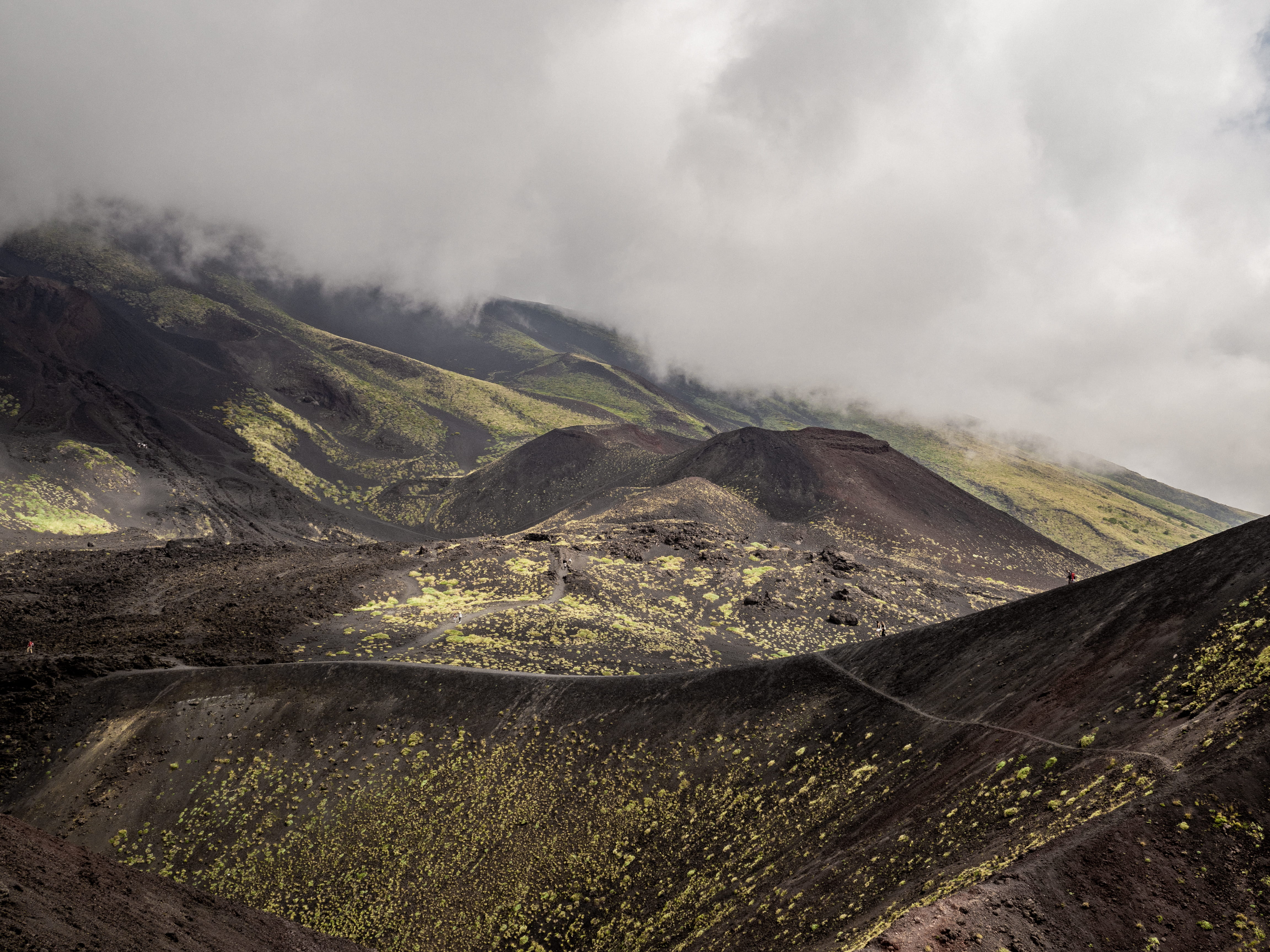 scenics - nature, tranquility, landscape, volcanic crater, outdoors, alps, tranquil scene, environment, mountain, no people, nature, cloud, valley, cloud - sky, HD Wallpaper