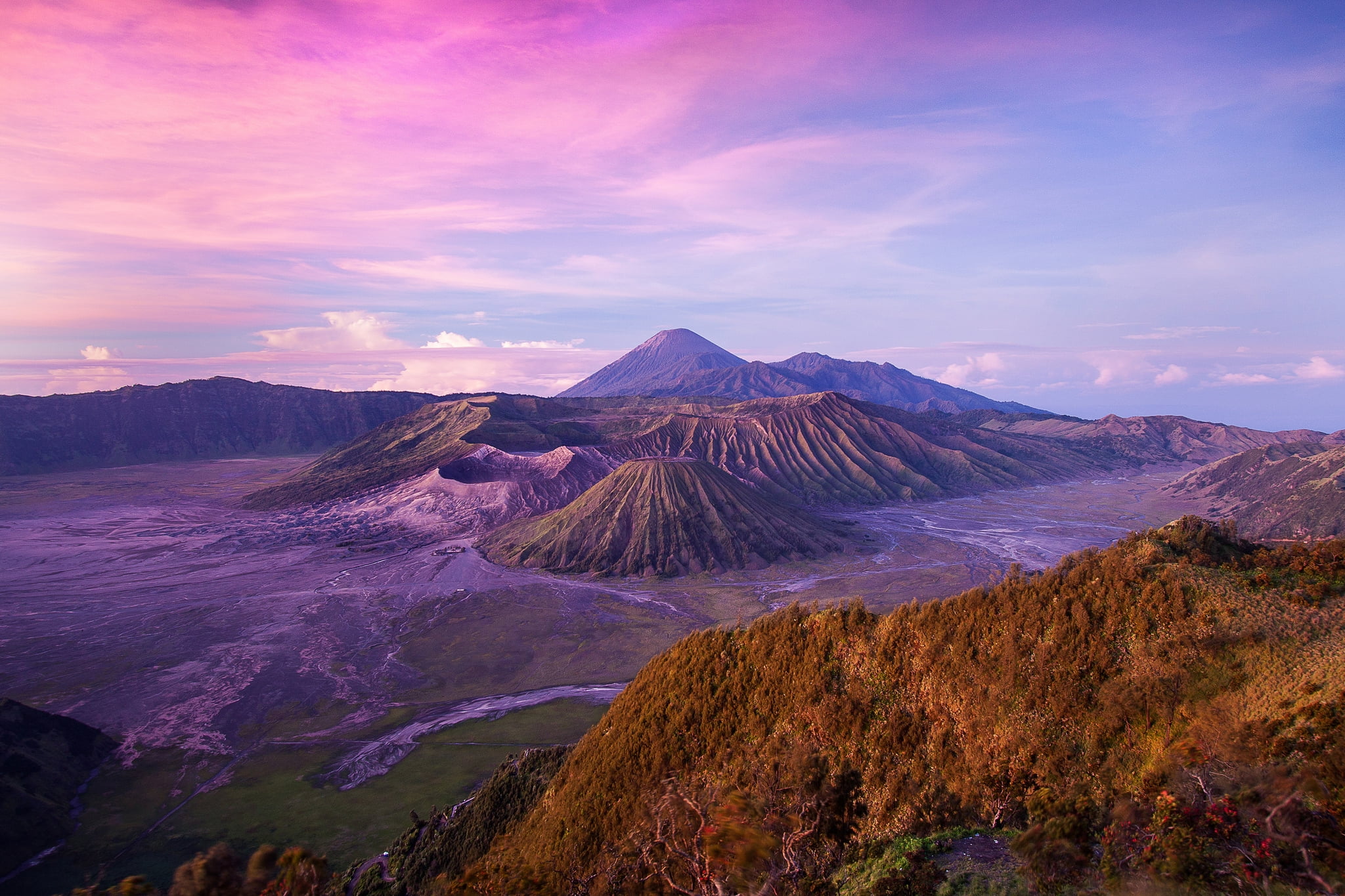 volcano, mountain, tranquil scene, no people, indonesia, smoke - physical structure, canary, nature, java, summer, travel Destinations, volcanic Crater, HD Wallpaper