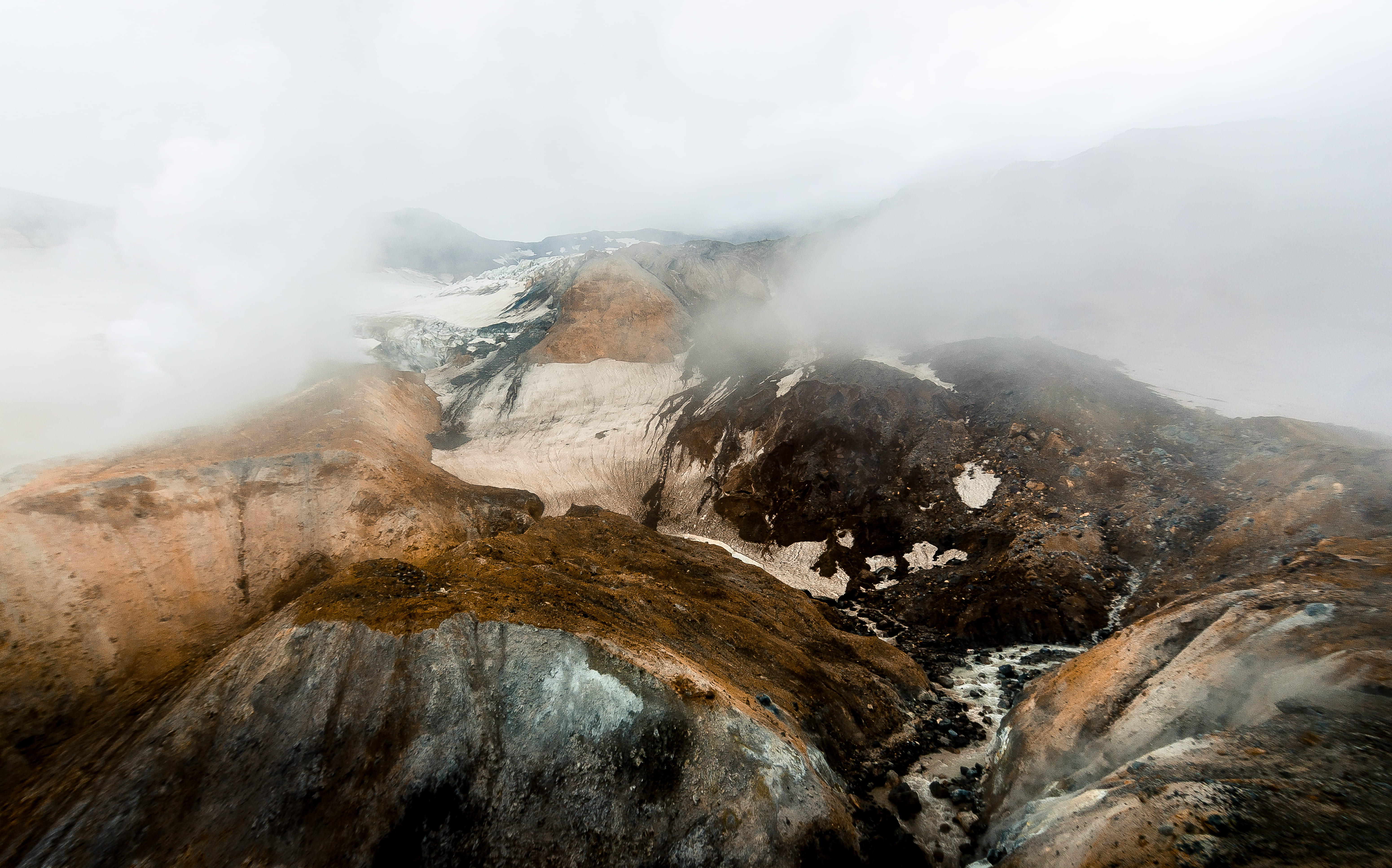 russium, foggy, outdoors, sulphur, mt Bromo, beauty In Nature, 5K, fog, indonesia, volcanic Landscape, landscape, steam, mt Semeru, brown, color, mountain, HD Wallpaper