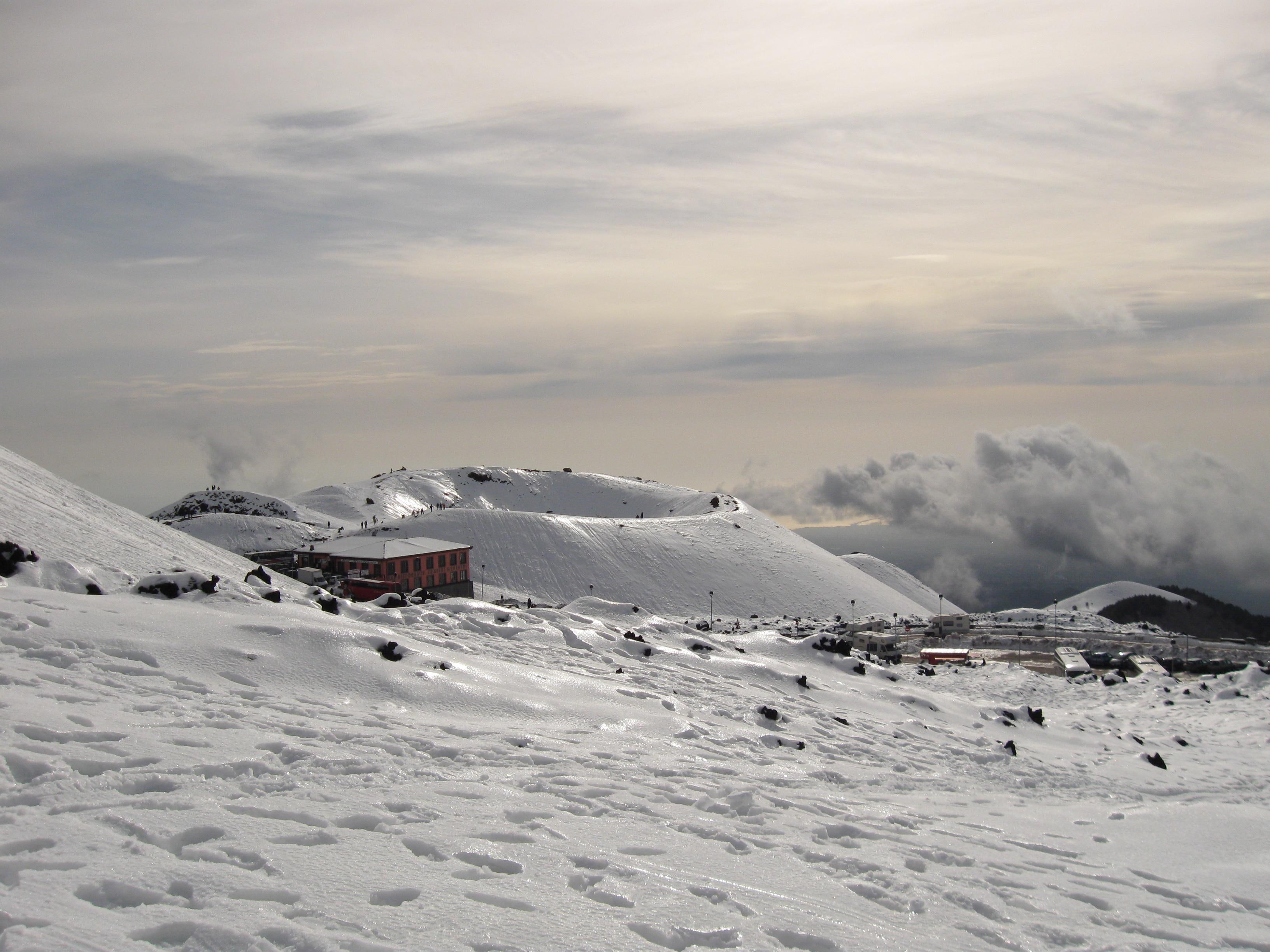 2K, snow, volcano, etna, winter, HD Wallpaper