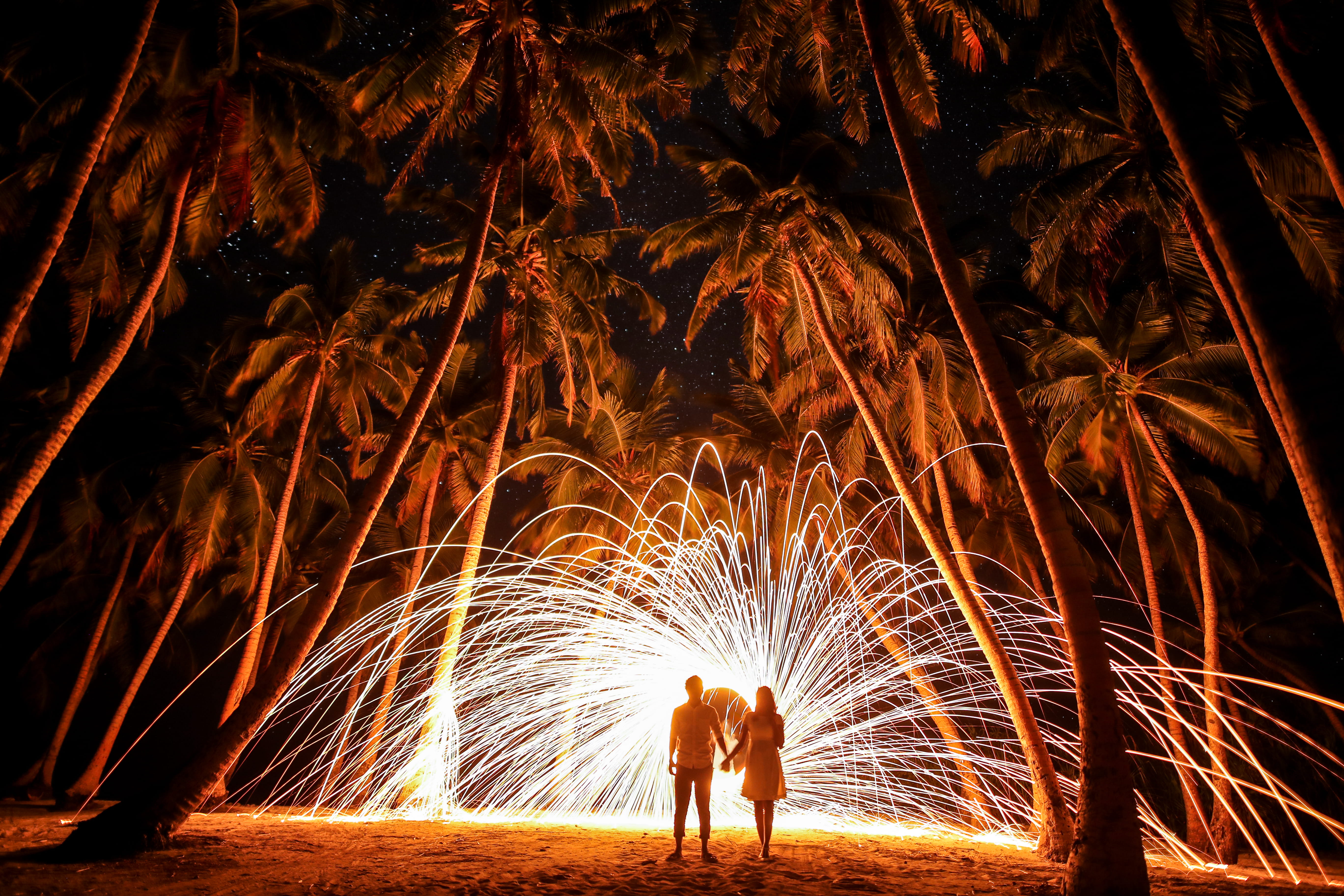 real people, bright, fire - Natural Phenomenon, exploding, burning, man, orange, firework - Man Made Object, heat - Temperature, spinning, holding hands, HD Wallpaper
