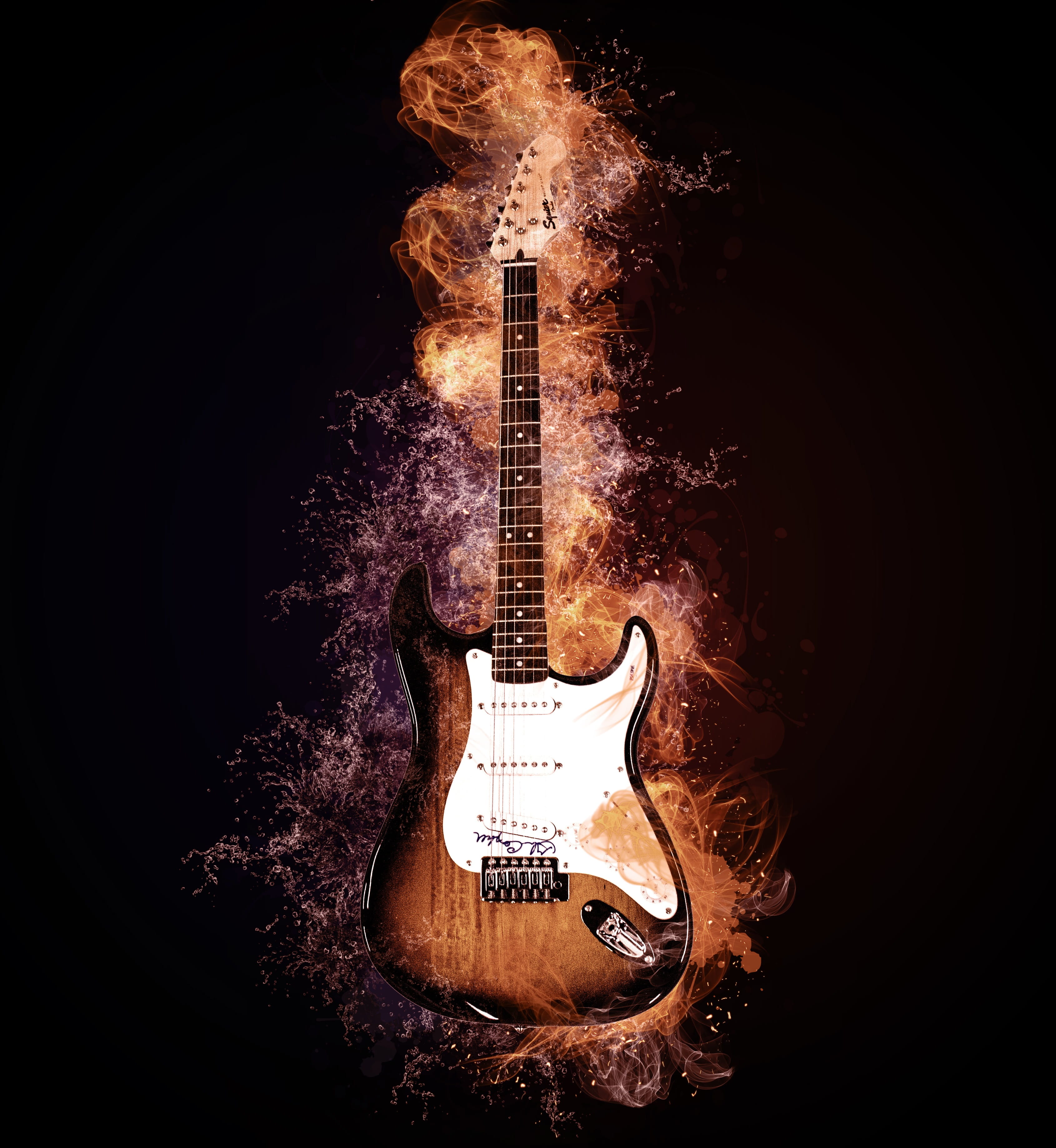 cold, single object, close-up, flames, red, musical instrument, fire, instrument, hot, stage, arts culture and entertainment, string instrument, blue, manipulation, Phone HD Wallpaper