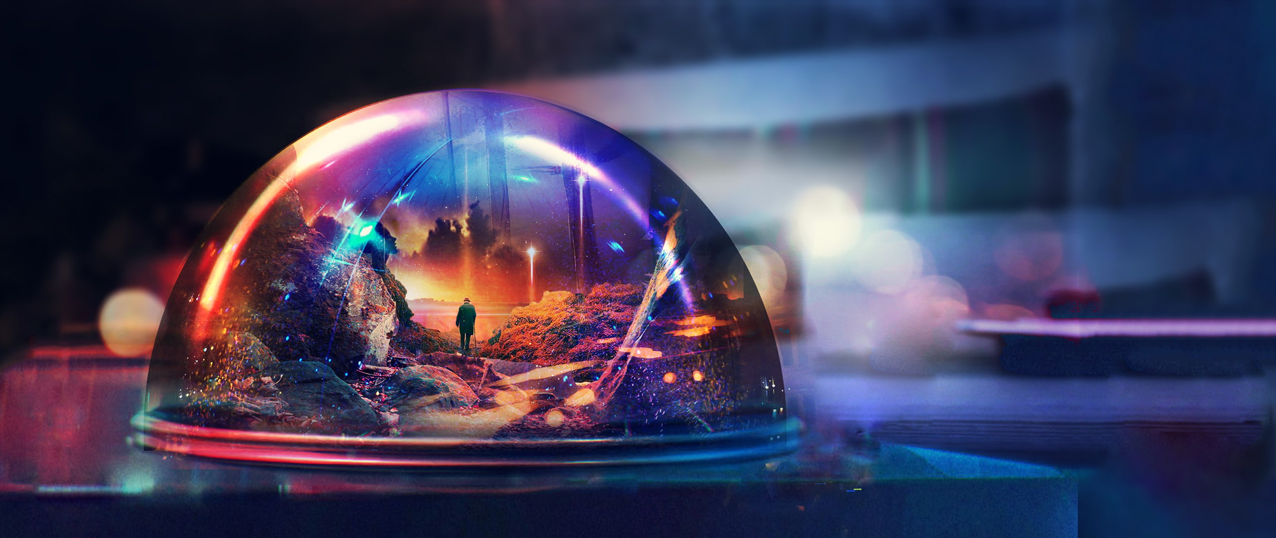 ultra-wide, mind, digital art, 2K, HD Wallpaper