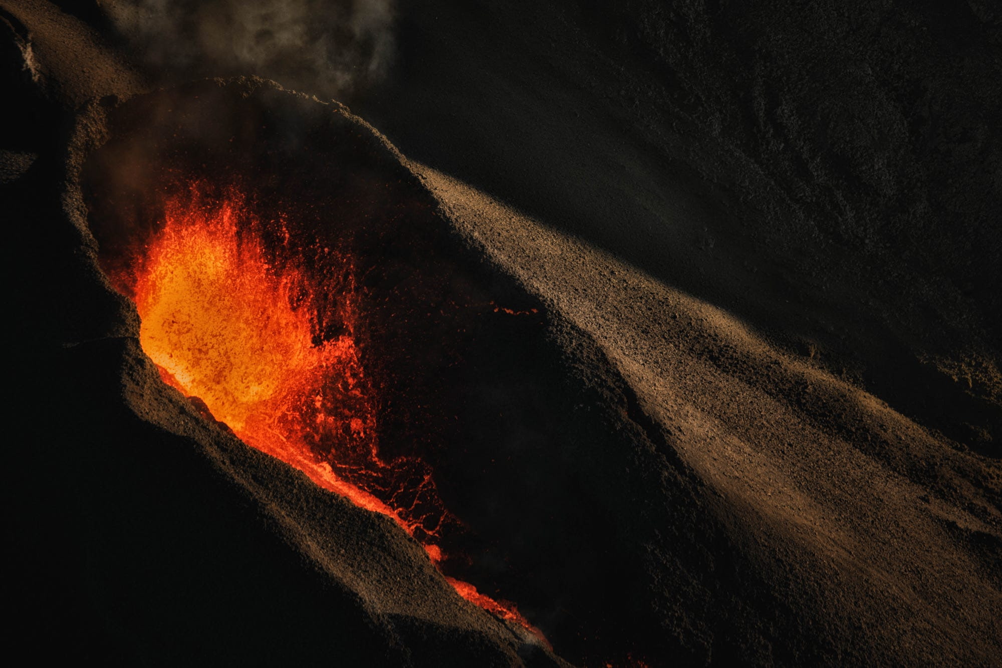 smoke, lava, 1080P, volcano, mountains, HD Wallpaper