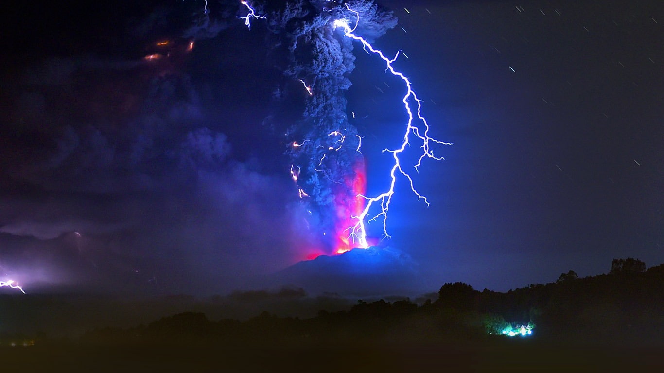 outdoors, storm, illuminated, thunderstorm, april, power, nature, no people, night, dark, scenics - nature, warning sign, erupting, chiles, beauty in nature, HD Wallpaper