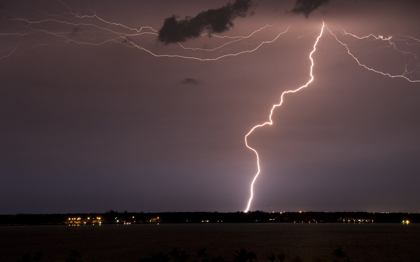 outdoors, purple, light, cloud - sky, 720P, beauty in nature, ominous, nature, no people, forked lightning, warning sign, communication, sky, power in nature, HD Wallpaper