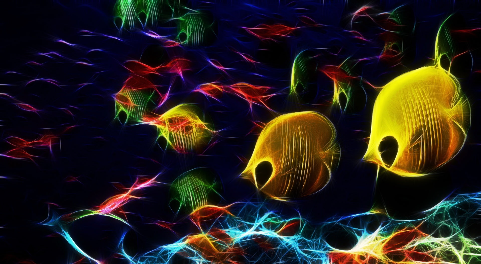 motion, no people, illustration, shoal, group of animals, undersea, underwater, large group of animals, school of fish, animal, vertebrate, Aero, multi colored, HD Wallpaper