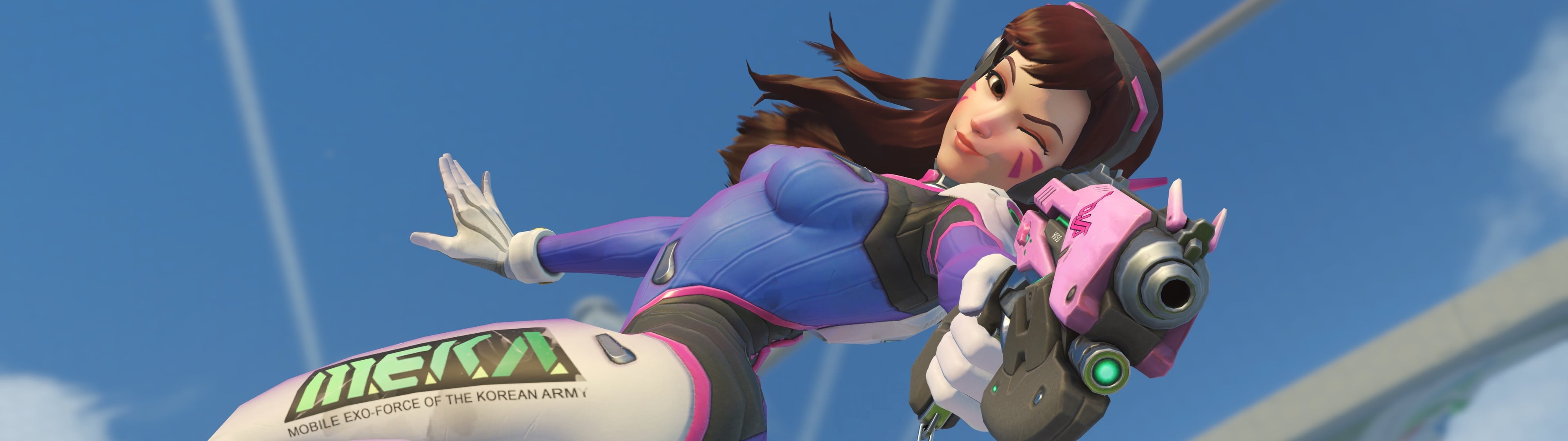 sunny, D.Va (Overwatch), two people, Overwatch, low angle view, women, day, digital, adult, woman, outdoors, blue, nature, sunlight, people, HD Wallpaper