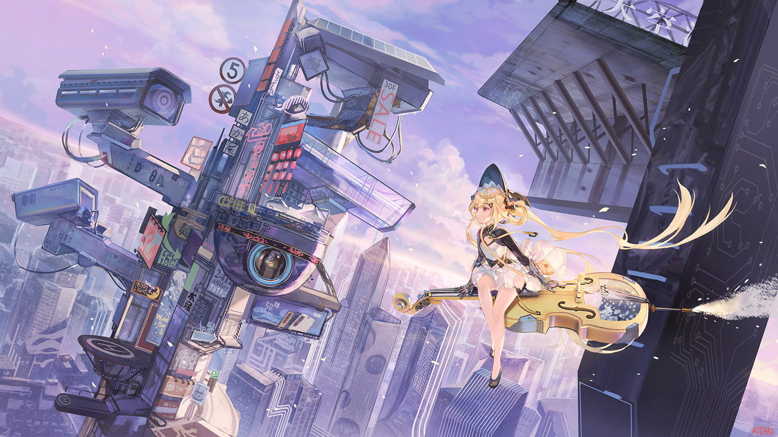 red eyes, original characters, anime, Atdan, blonde, Shian, anime girls, 720P, HD Wallpaper