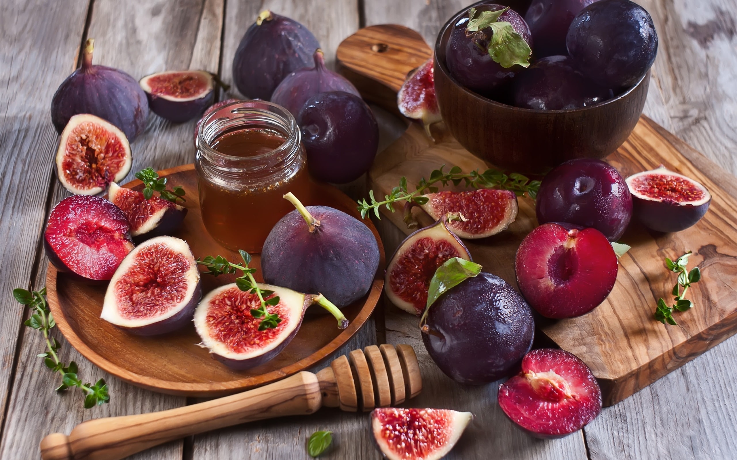 close, 2K, Figs, Fruit, Plums, Honey, HD Wallpaper