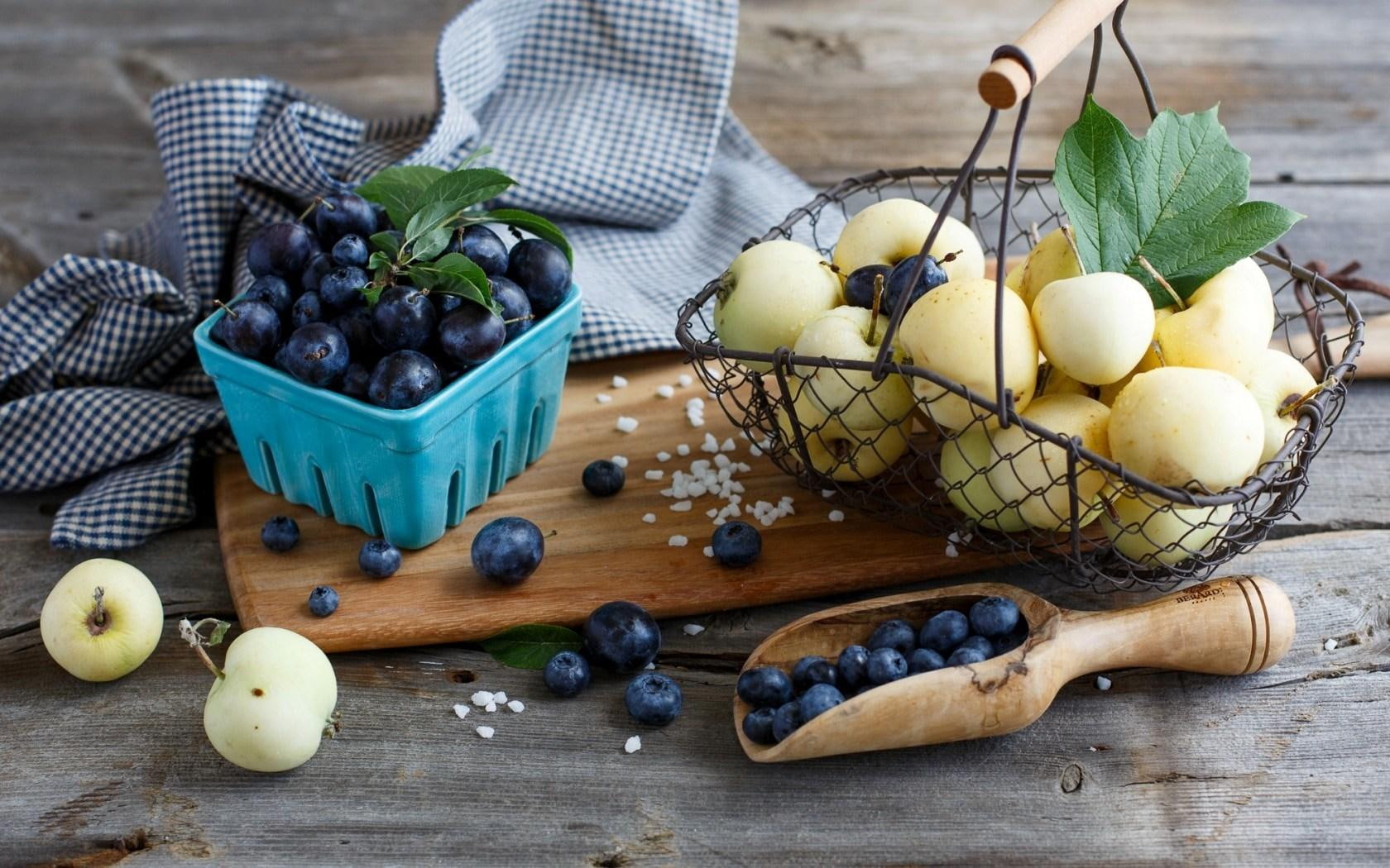 720P, blueberry, apples, berry, plums, fruit, HD Wallpaper