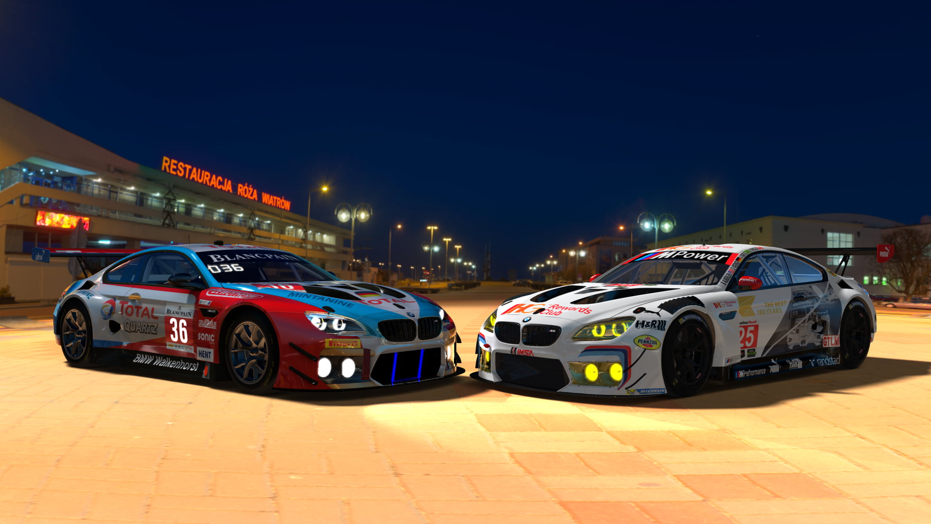 Germany, BMW, GT2, Assetto Corsa, graphic design, lights, 1080P, motorsports, Motorsport, BMW M3 GTR, dark background, HD Wallpaper
