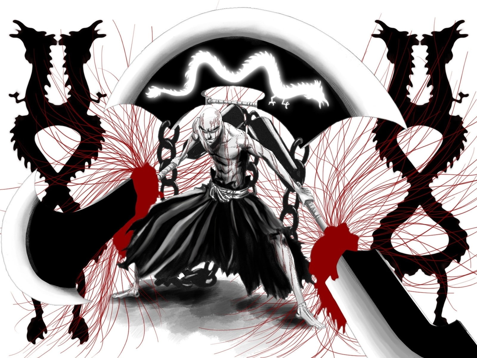 720P, bankai, art, anime, bleach, ikkaku, madarame, hd, HD Wallpaper