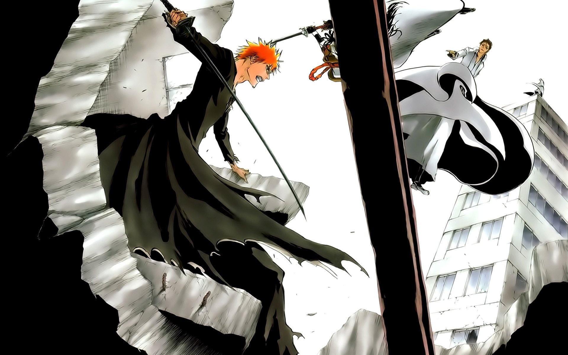 Anime, representation, sunlight, outdoors, Sōsuke Aizen, building, building exterior, human representation, art and craft, statue, arts culture and entertainment, HD Wallpaper