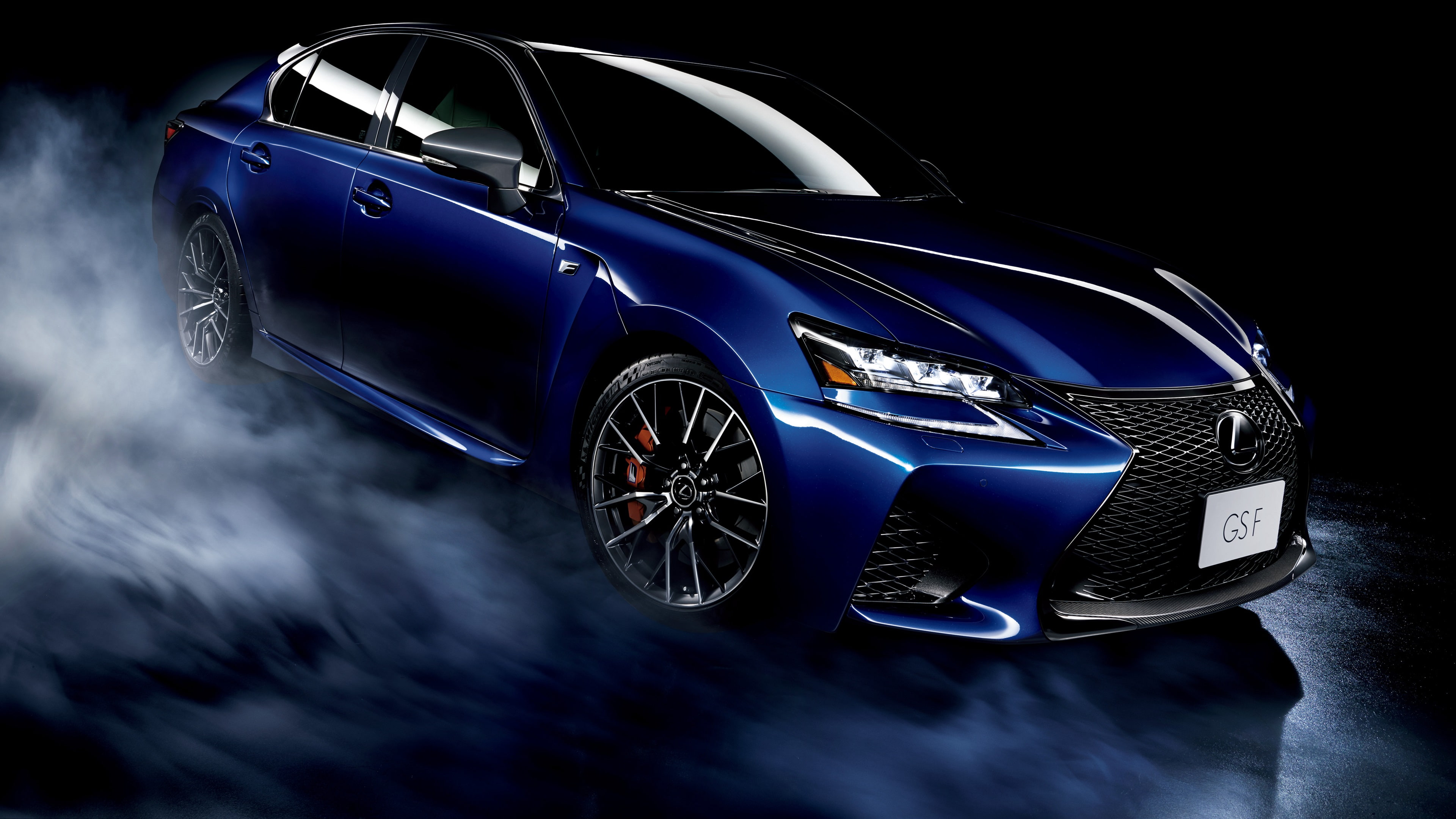 Background, GS, Smoke, Car, 4K, Black, Blue, F, Lexus, HD Wallpaper