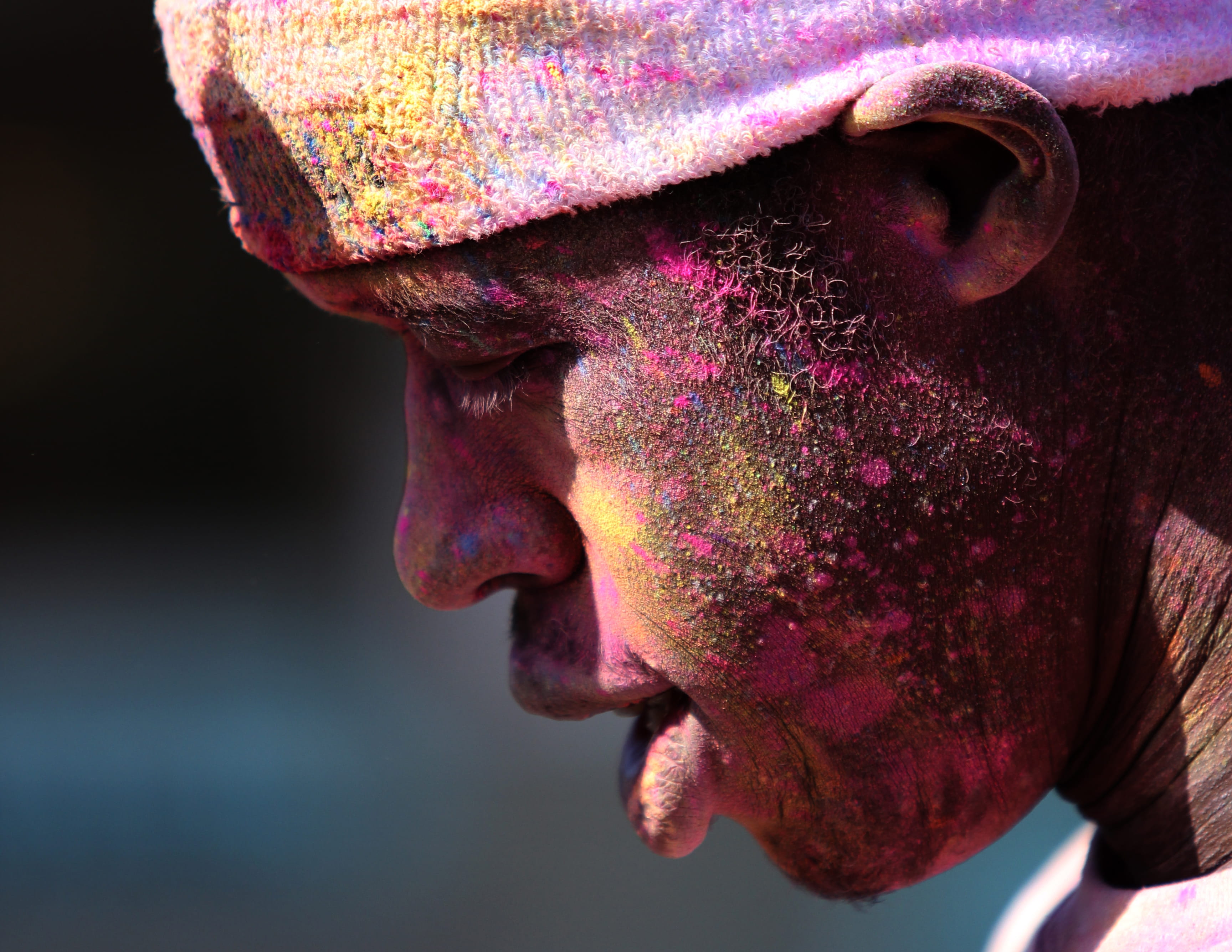 multi colored, headshot, human face, side view, one person, wind, men, purple, males, contrast, mid adult men, mid adult, contemplation, portrait, beard, HD Wallpaper