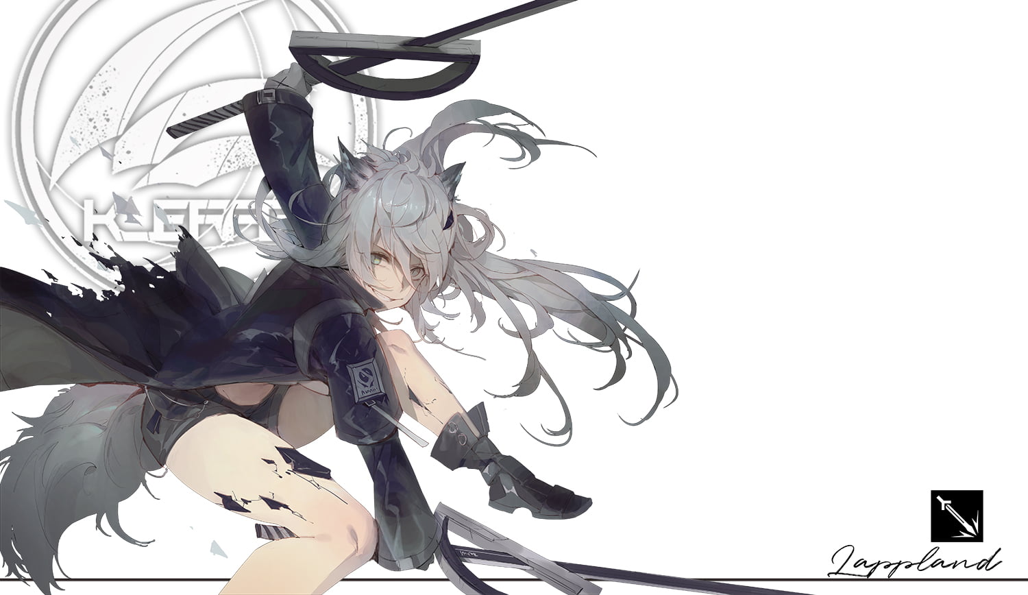 anime, cat ears, anime girls, Lappland (Arknights), Kuroduki, simple background, Arknights, 720P, HD Wallpaper