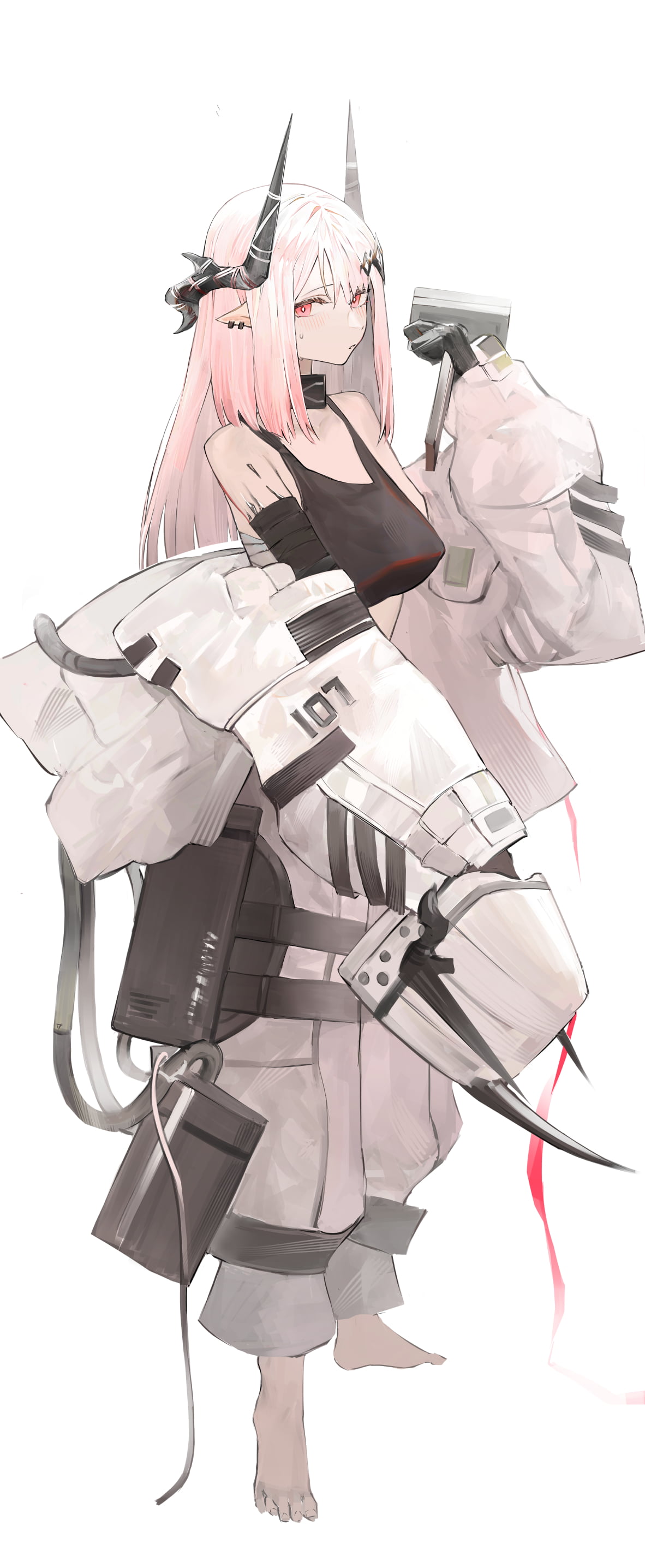 portrait display, Arknights, anime girls, Koio, Mudrock (Arknights), silver hair, horns, 2K, Phone HD Wallpaper