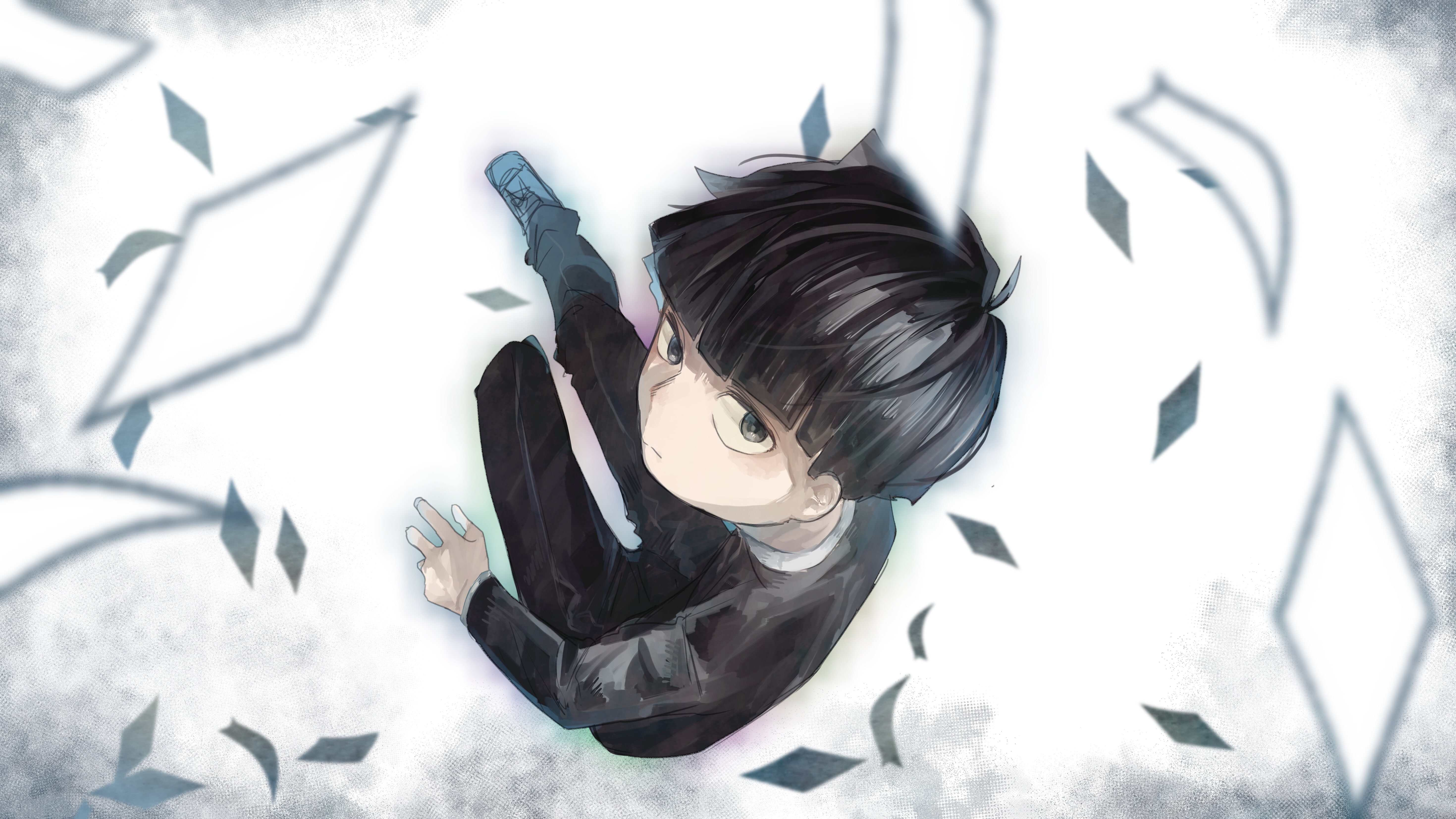 Anime, black hair, 5K, shadow, nature, child, real people, clothing, indoors, high angle view, hairstyle, mob psycho 100, one person, leisure activity, HD Wallpaper