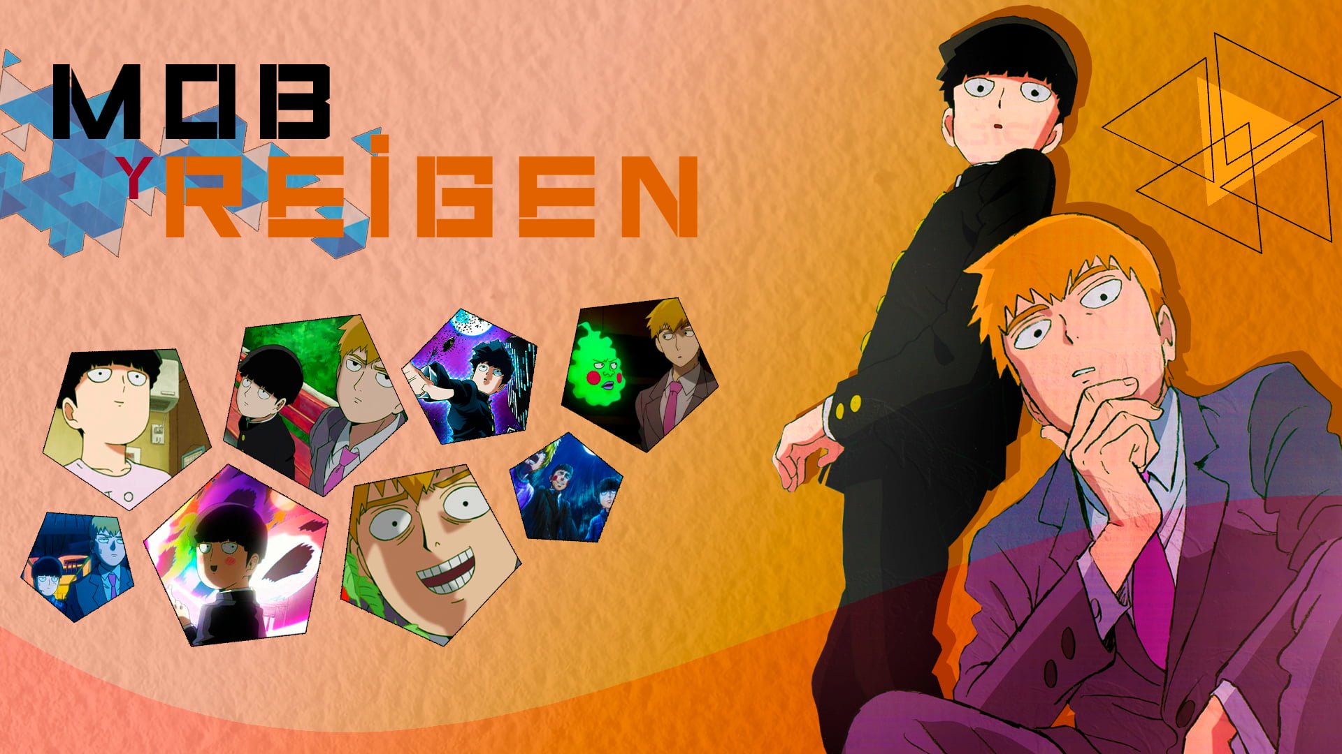 Arataka Reigen, 1080P, anime boys, Mob Psycho 100, geometry, HD Wallpaper