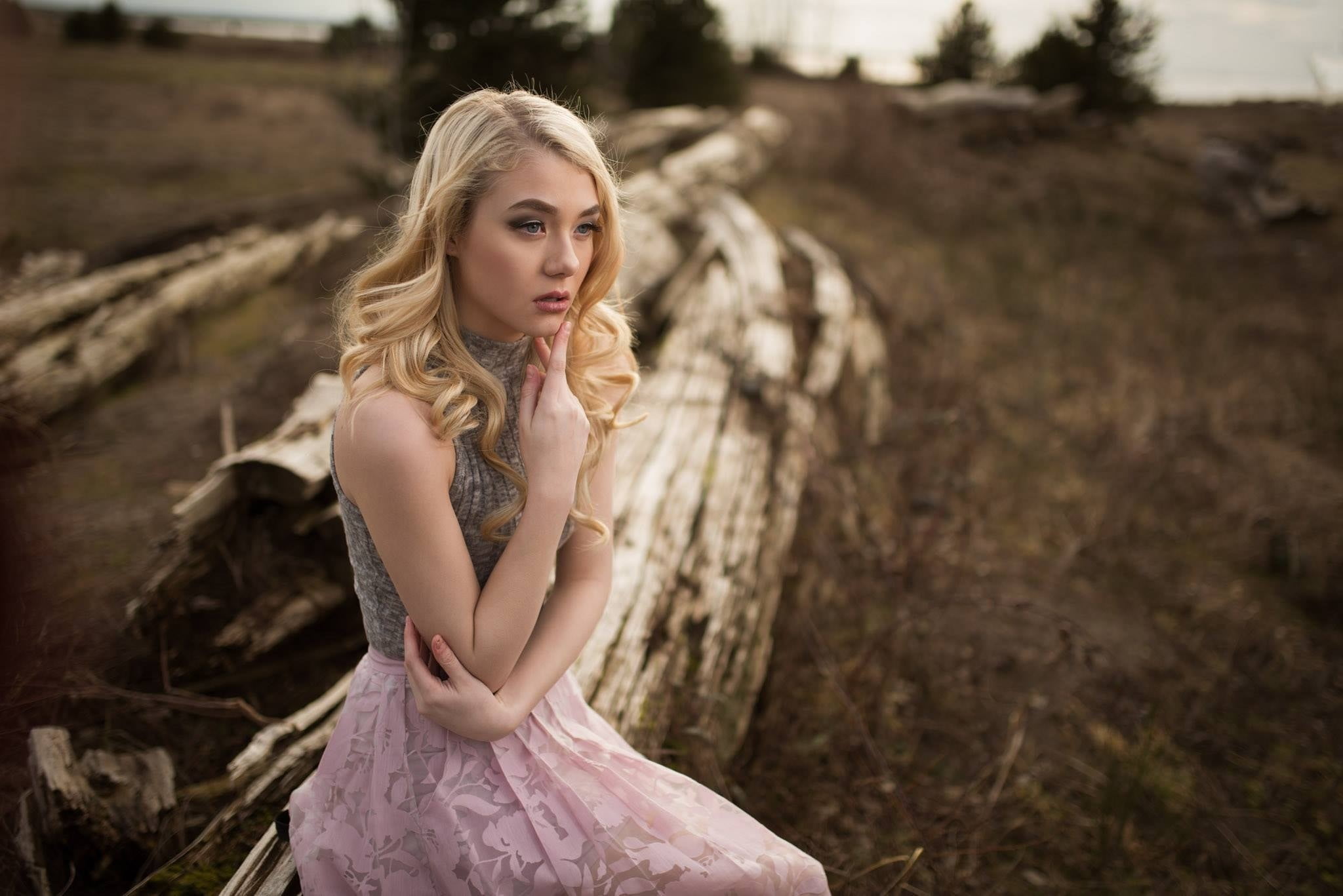 formalwear, women outdoors, blond hair, Kyle Cong, women, 1080P, adult, dress, hairstyle, nature, one person, landscape, 500px, fashion, beauty, beautiful people, HD Wallpaper