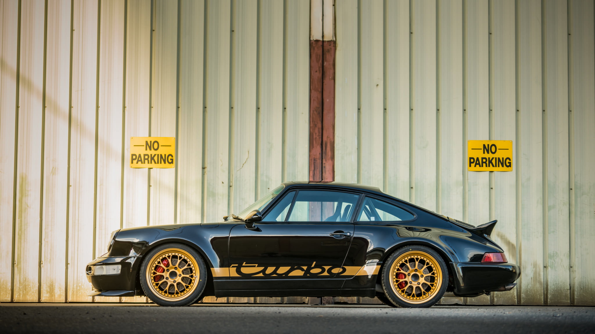 Black Car, Coupé, Car, 1080P, Old Car, Porsche 964 Turbo, Sport Car, Porsche, HD Wallpaper