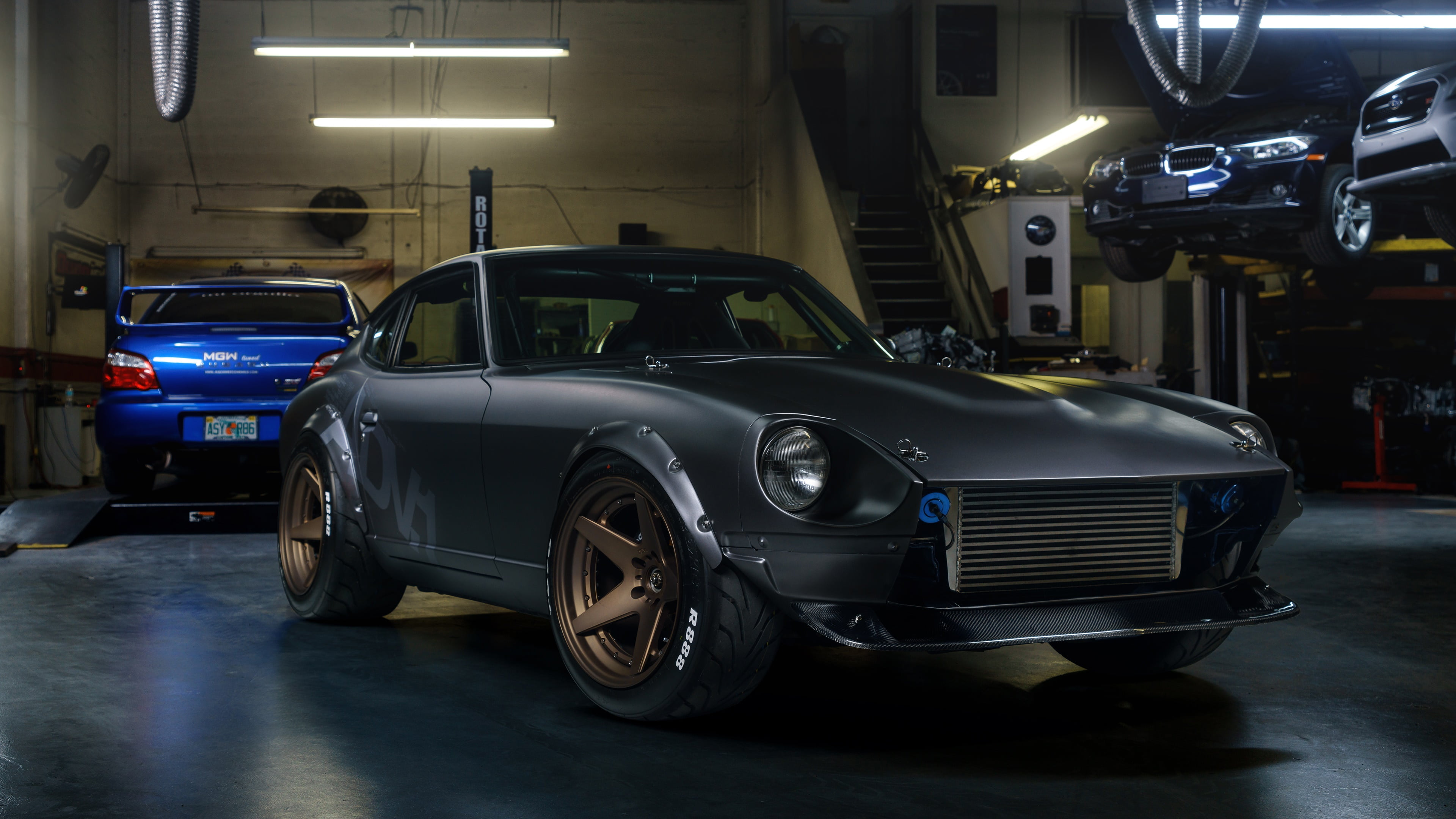 car, datsun nissan z car, motor vehicle, 4K, luxury, city, retro styled, no people, built structure, stationary, night, lighting equipment, parking lot, HD Wallpaper