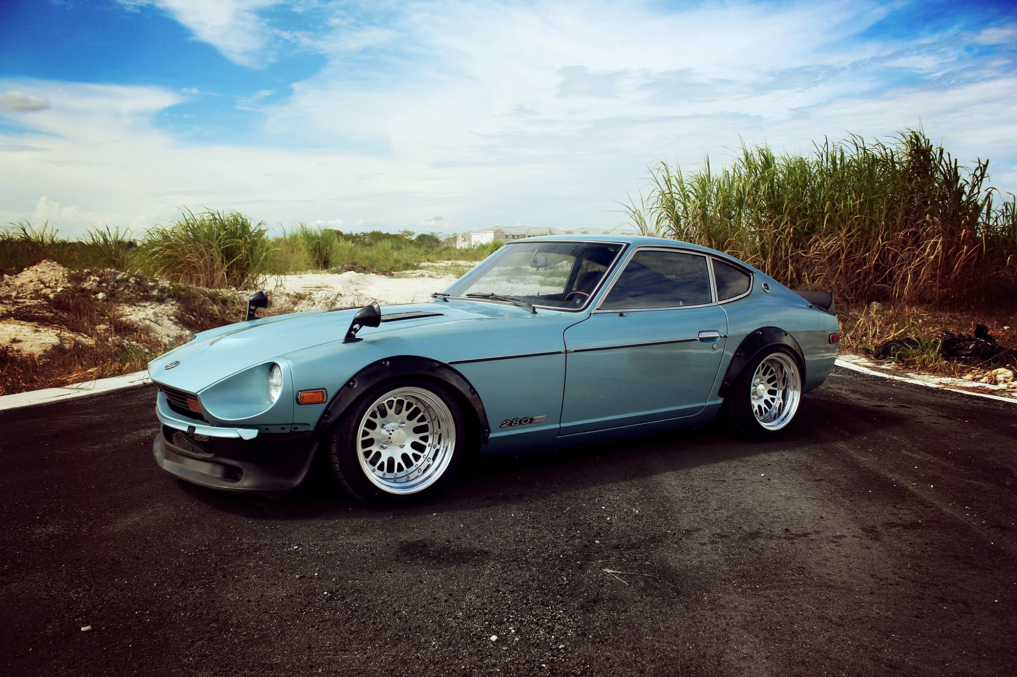 transportation, plant, car, 1080P, no People, speed, sports Car, Classic, 240Z, cloud - sky, bumper, mode of transportation, motor Vehicle, nostalgia, HD Wallpaper