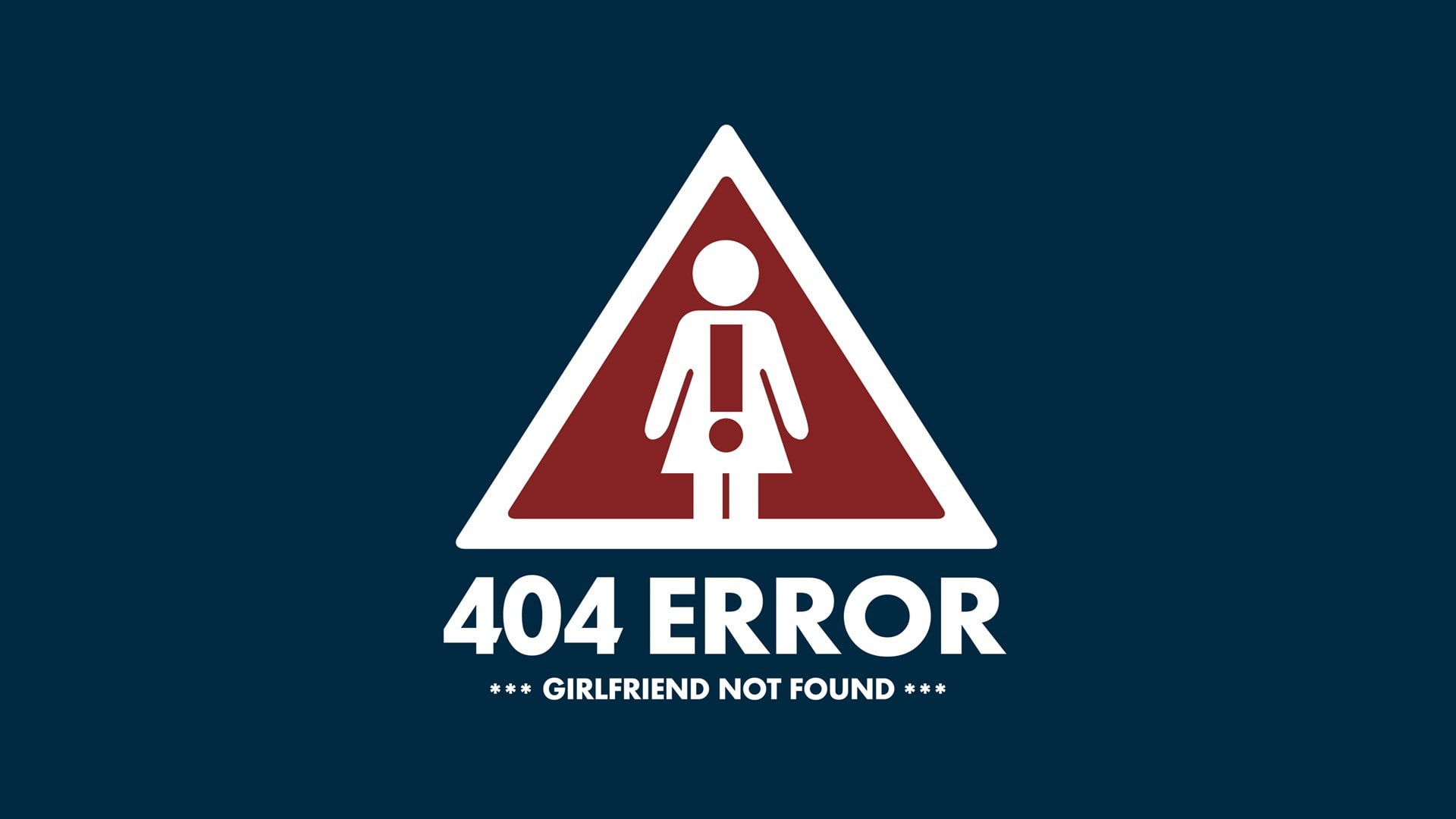 sign, 404 Not Found, minimalism, triangle, 1080P, artwork, blue background, humor, typography, HD Wallpaper