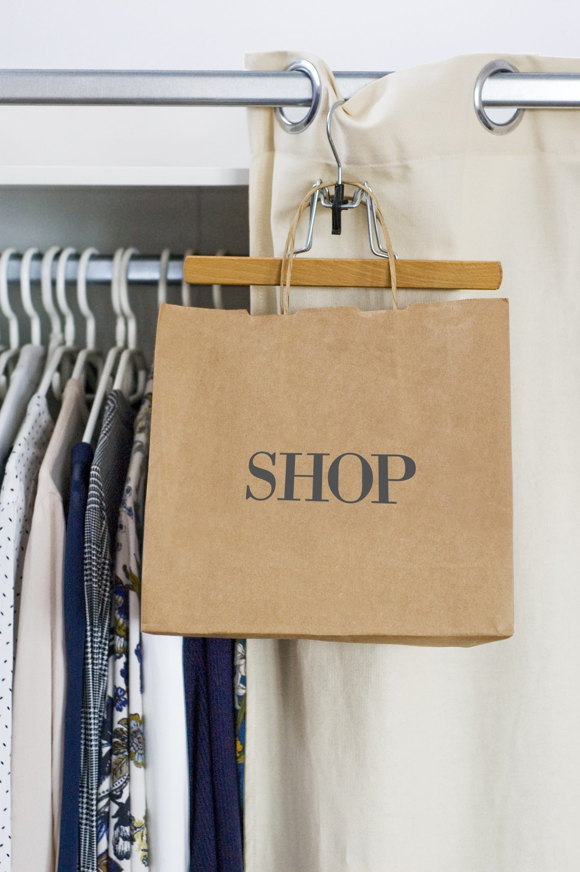 communication, safety, label, choice, clothes, store, wardrobe, indoors, fashionable, bag, clothing, retail, western script, rack, hanging, business, 2K, Phone HD Wallpaper