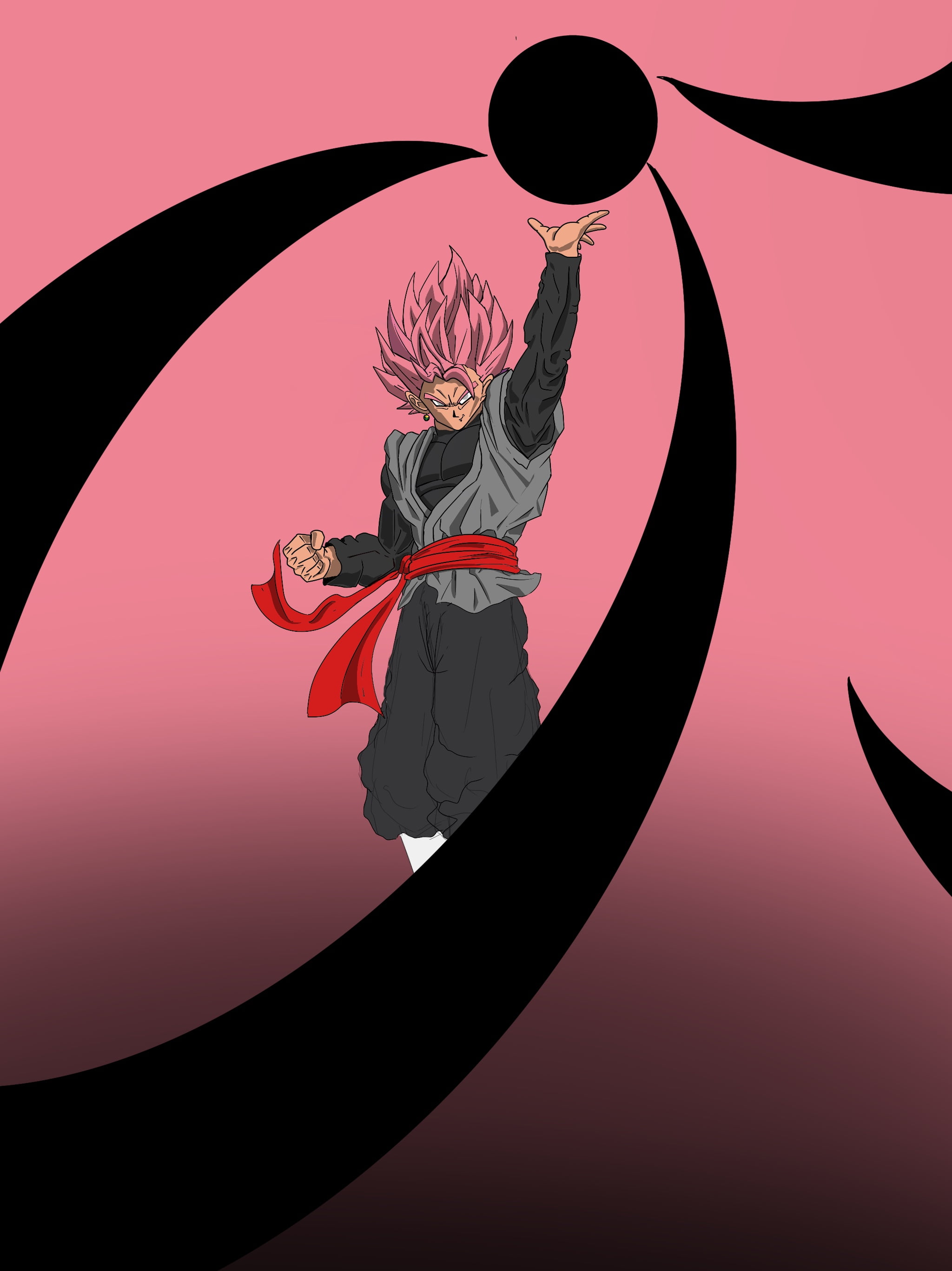 DBS, Super Saiyan 2, pink bow, Black Goku, Dragon Ball Super, Super Saiyajin Rosé, 2K, Phone HD Wallpaper