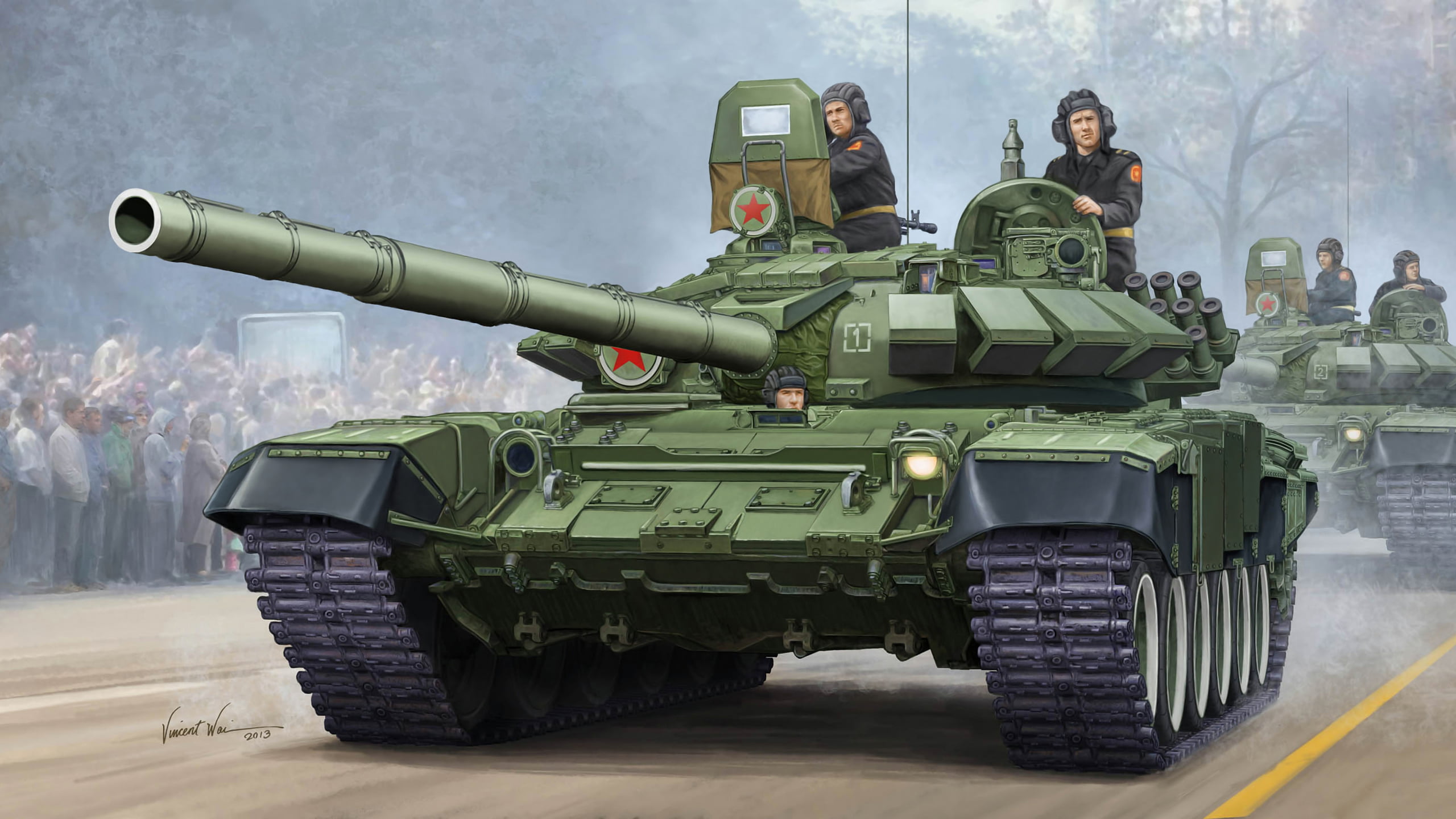 armored Vehicle, day, Vincent Wai., mode of transportation, USSR, government, 9К120 Svir, weapons, camouflage, armies, THE T-72A, camouflage Clothing, two people, HD Wallpaper