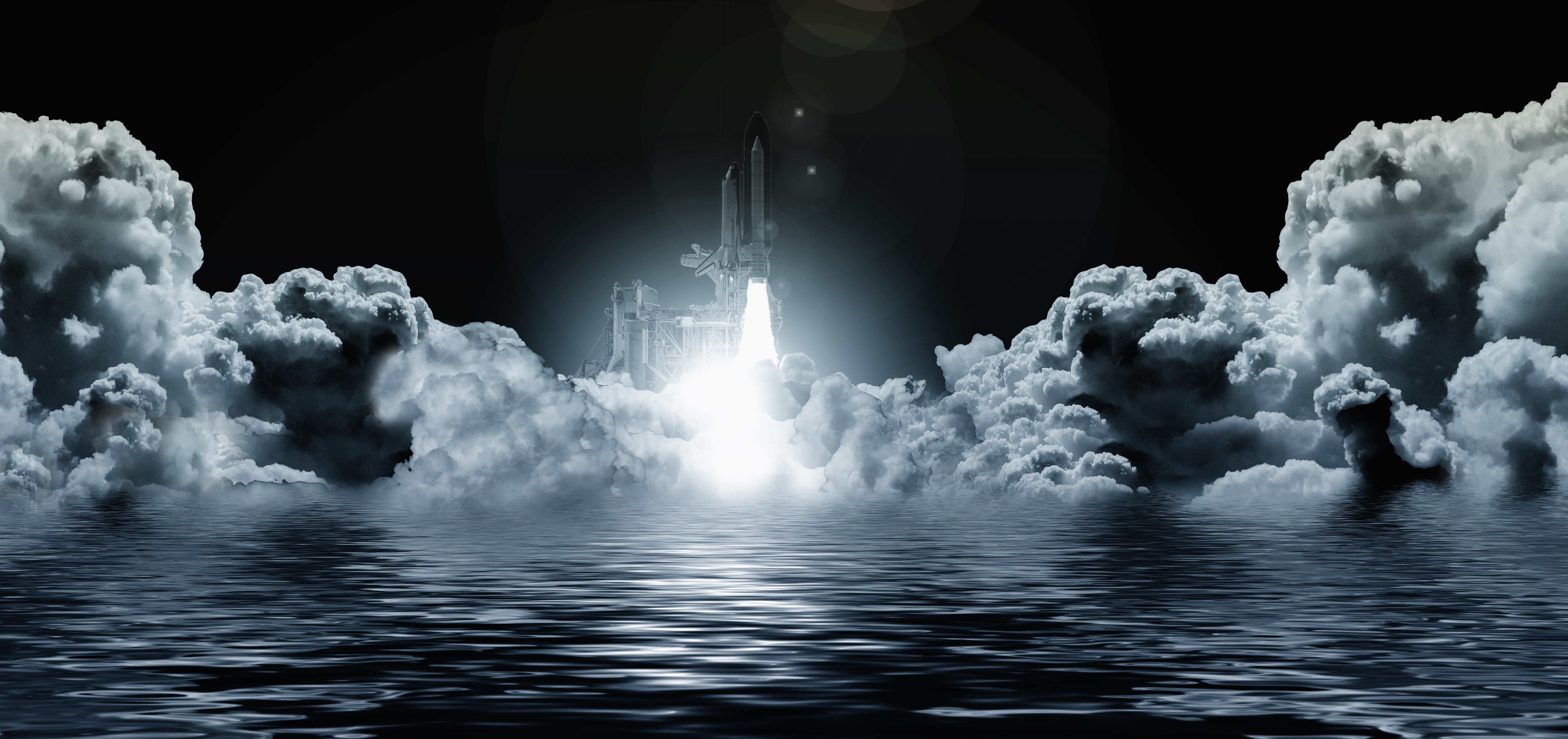 light, escape, reflection, introduction, clouds, beauty in nature, scenics - nature, astronauts, nature, outdoors, sky, communication, flowing water, 5K, HD Wallpaper