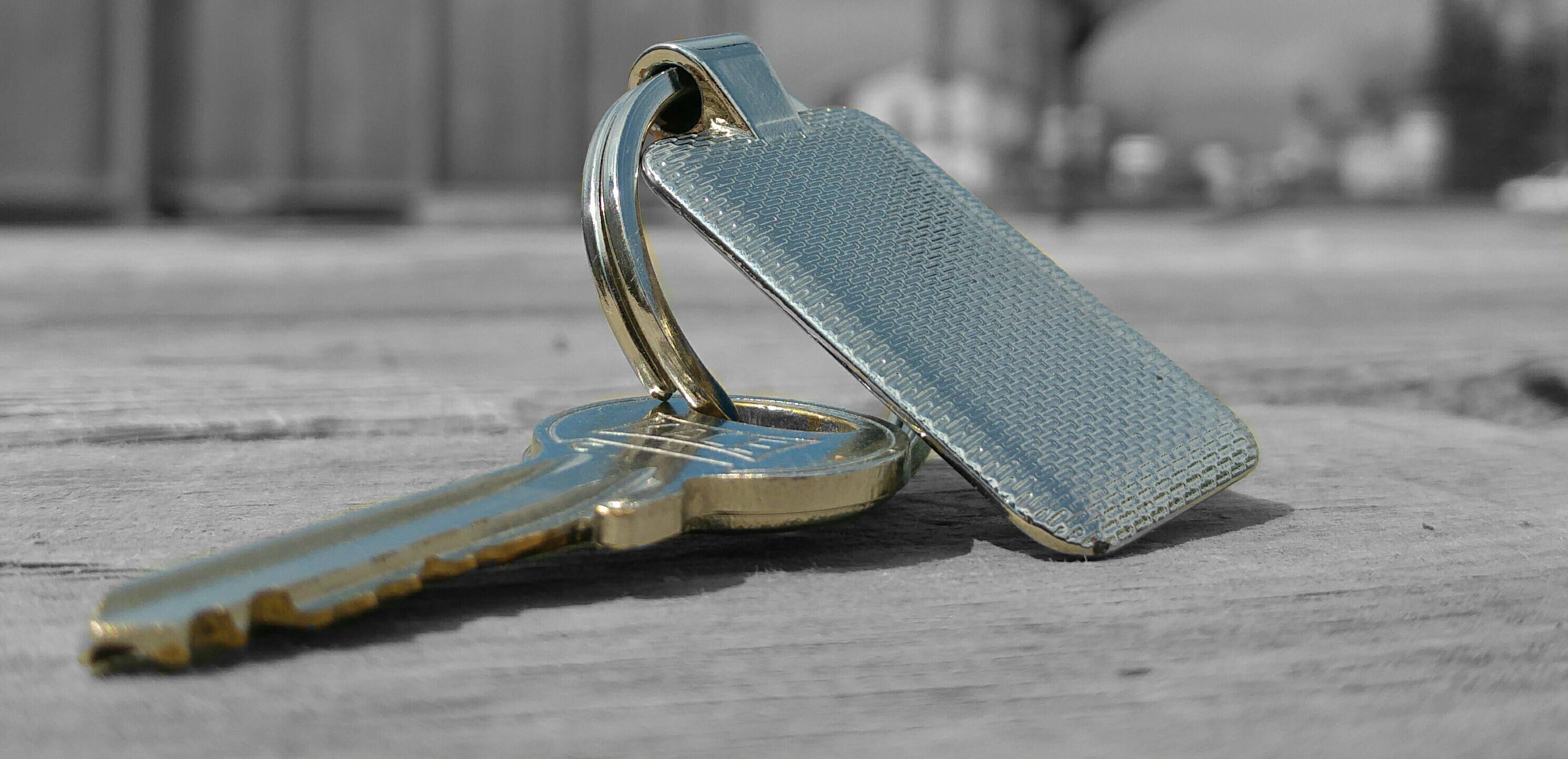 close-up, material, silver colored, selective focus, two objects, Key, still life, colorless, focus on foreground, wood - material, mat, clothing, personal accessory, HD Wallpaper