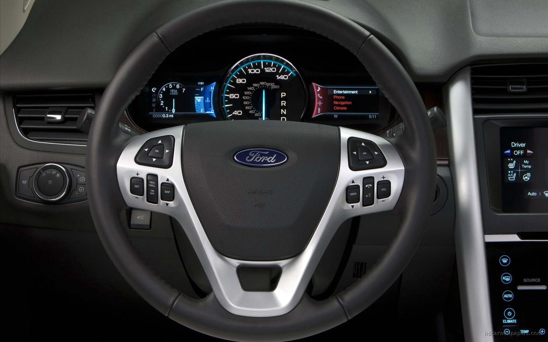 interior, 1080P, wheel, steering, cars, ford, function, 2011, grey, multi, edge, black, HD Wallpaper