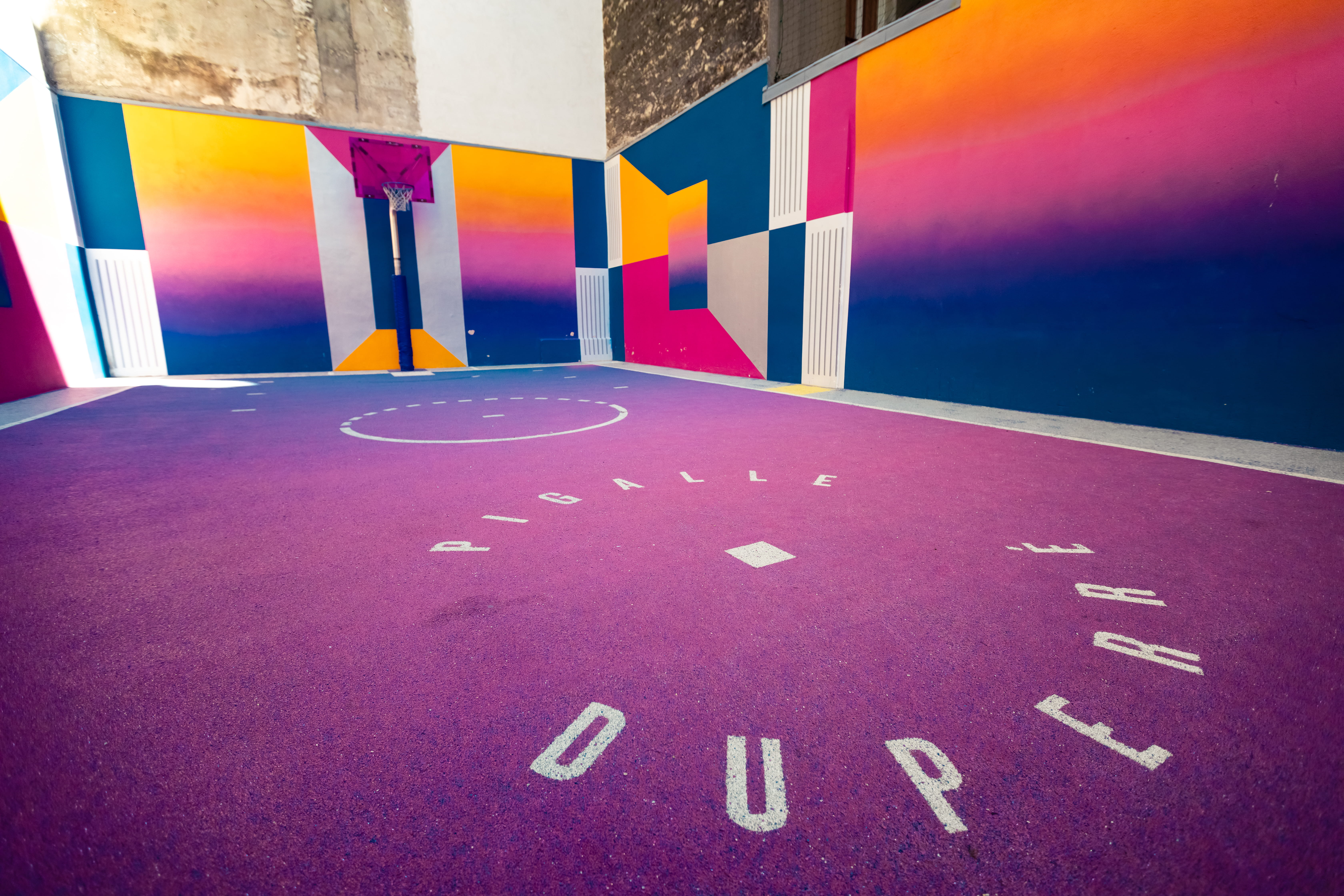 hdwallpaper, sport, multi colored, building exterior, no people, room, paris, art, sign, purple, pink color, text, symbol, architecture, variation, wall - building feature, HD Wallpaper